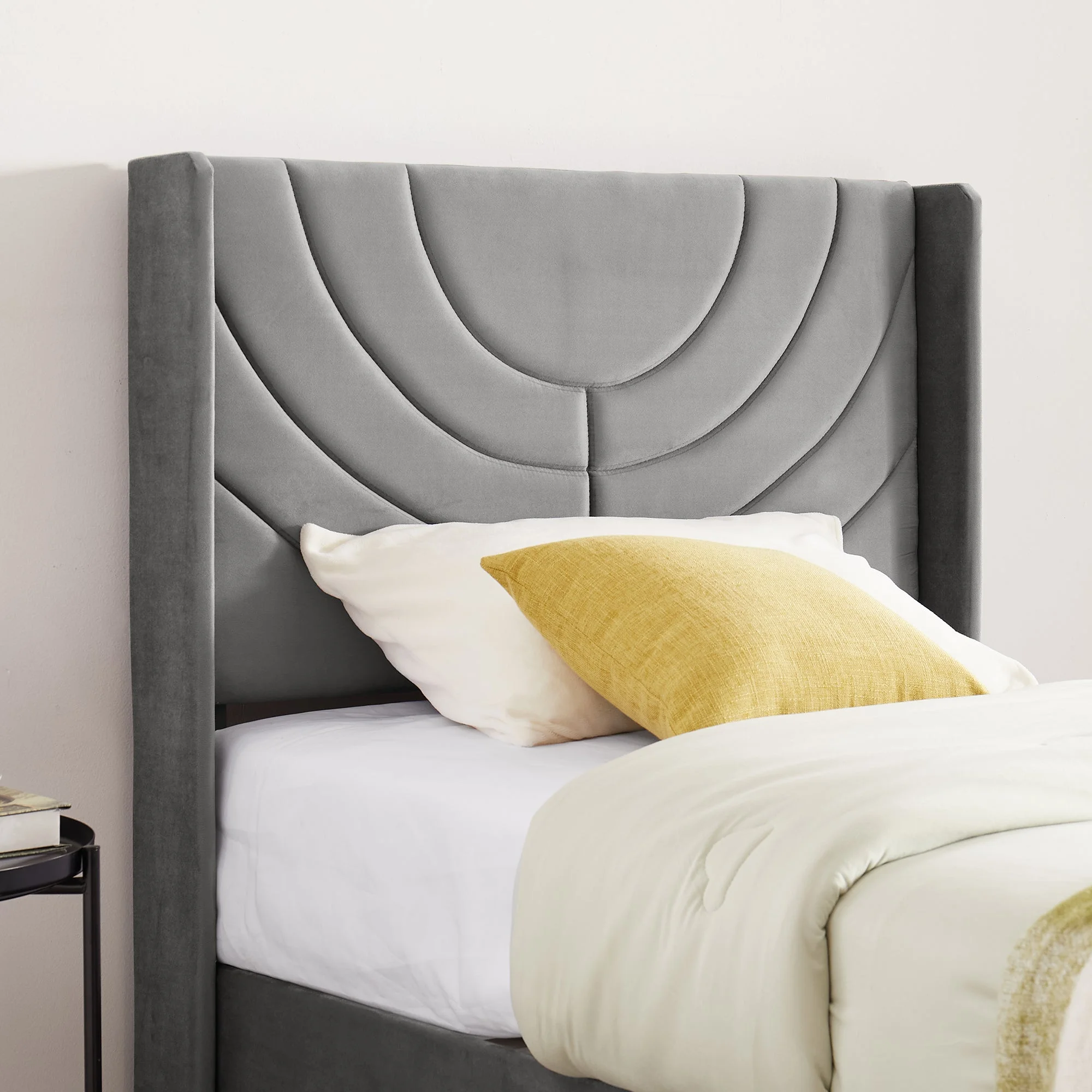 VECELO Set of 2 Twin Bed Frames, Modern Upholstered Platform Bed Frame with Tufted Headboard, No Box Spring Needed, Dark Green - Image 14