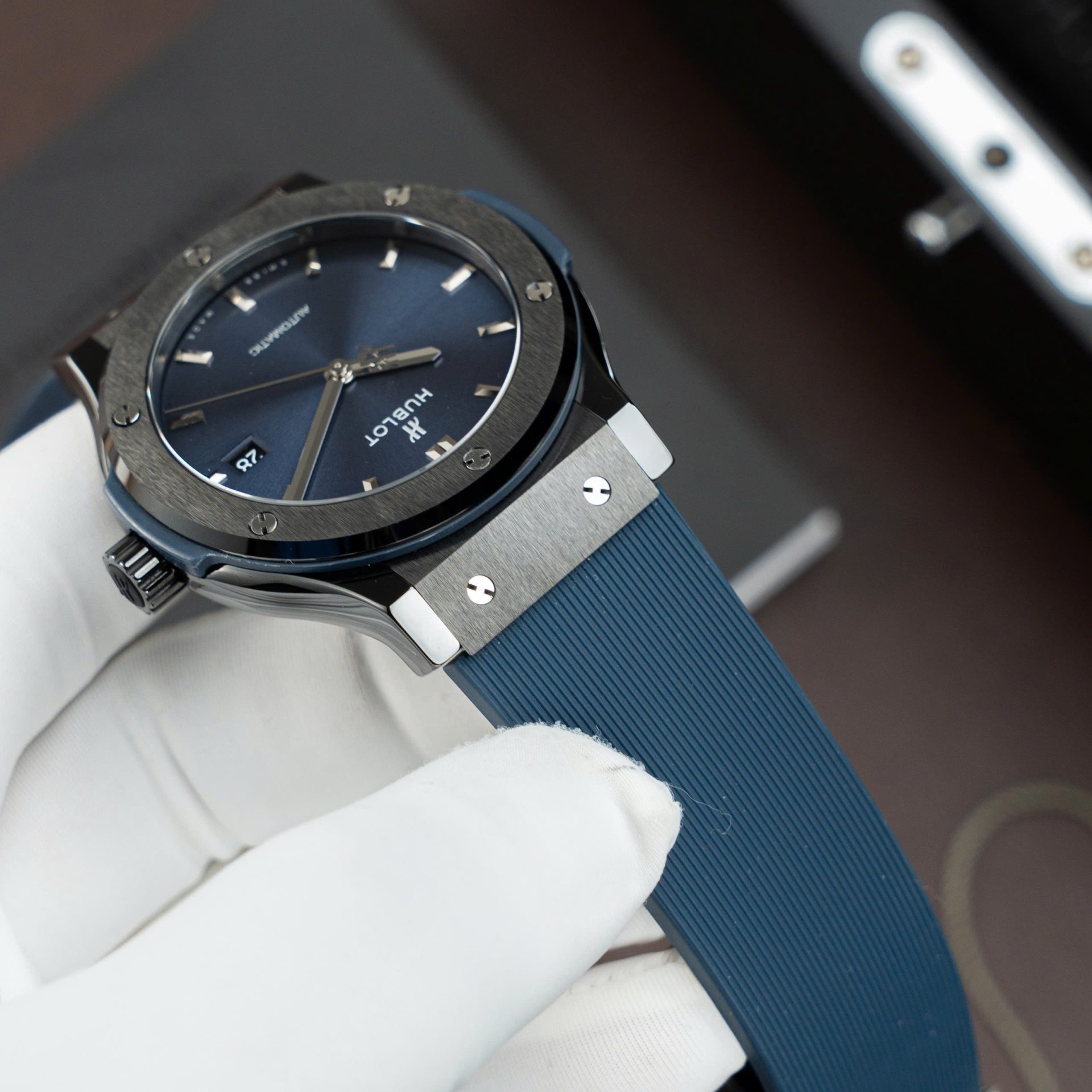 Hublot Classic Fusion Ceramic Copies Watch Blue Dial Rubber Strap 42mm - Top club