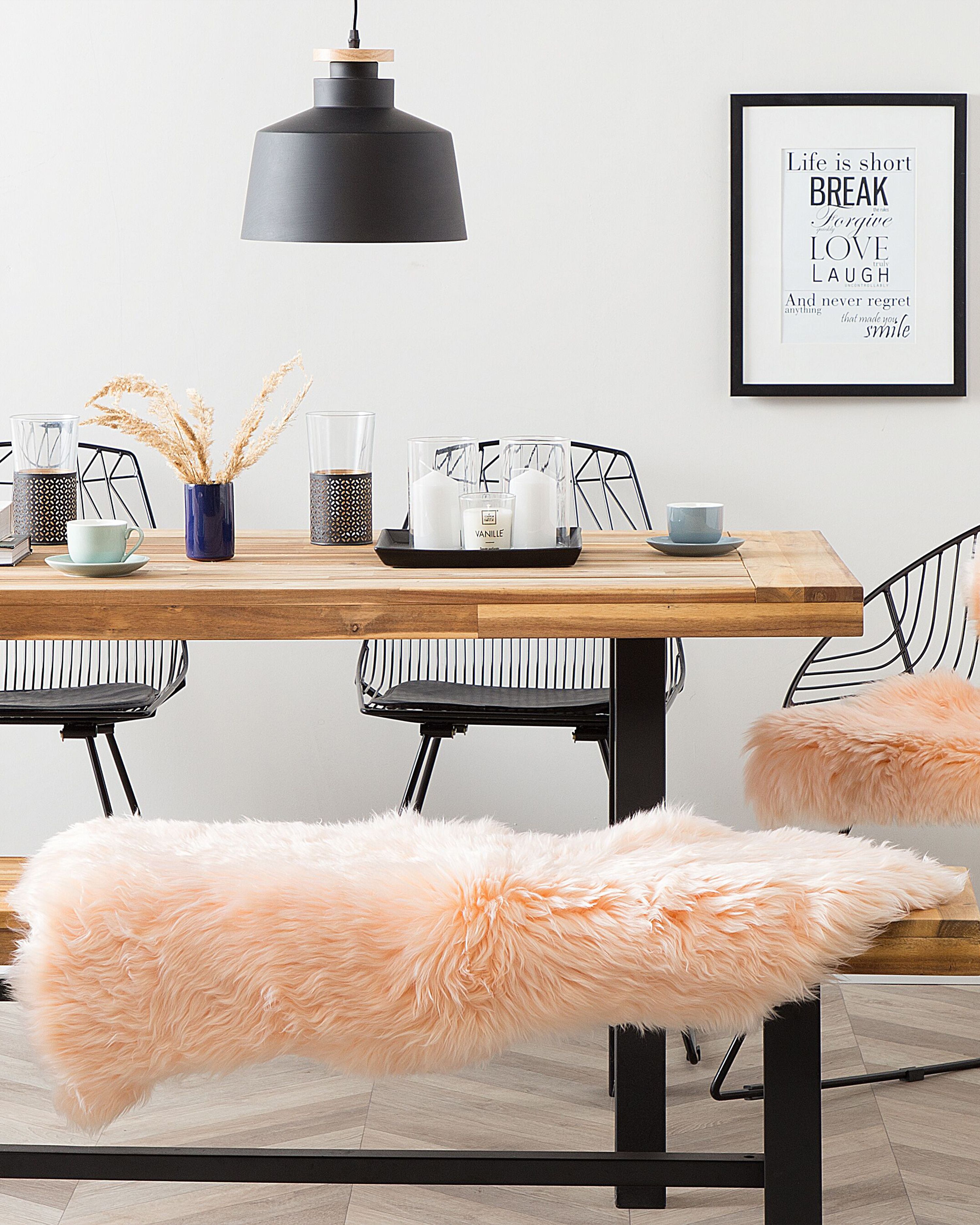 Sheepskin Rug ULURU Peach Pink 65 x 110 cm