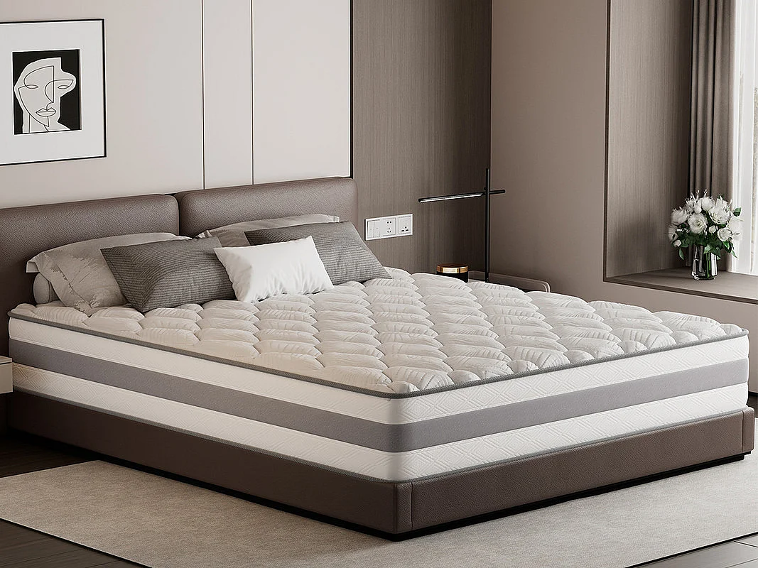 Matelas 120 x 200 cm ressorts ensachés 7 zones, soutien ferme H3, mousse confort ép. 25 cm - HOMAVO