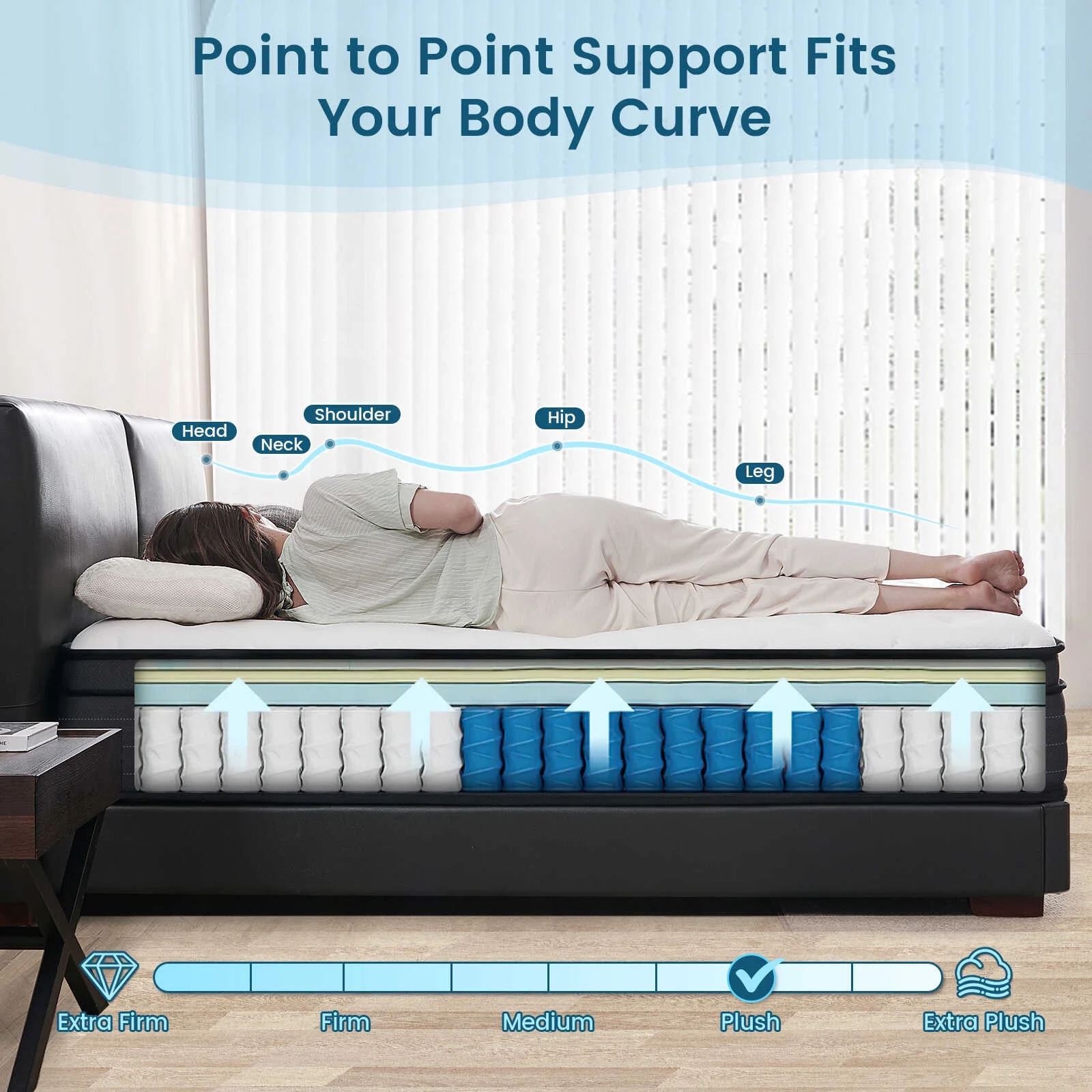 Vantto Queen Mattress, 12 Inch Hybrid Memory Foam Mattress in a Box, Pressure Relief, CertiPUR-US - Image 3