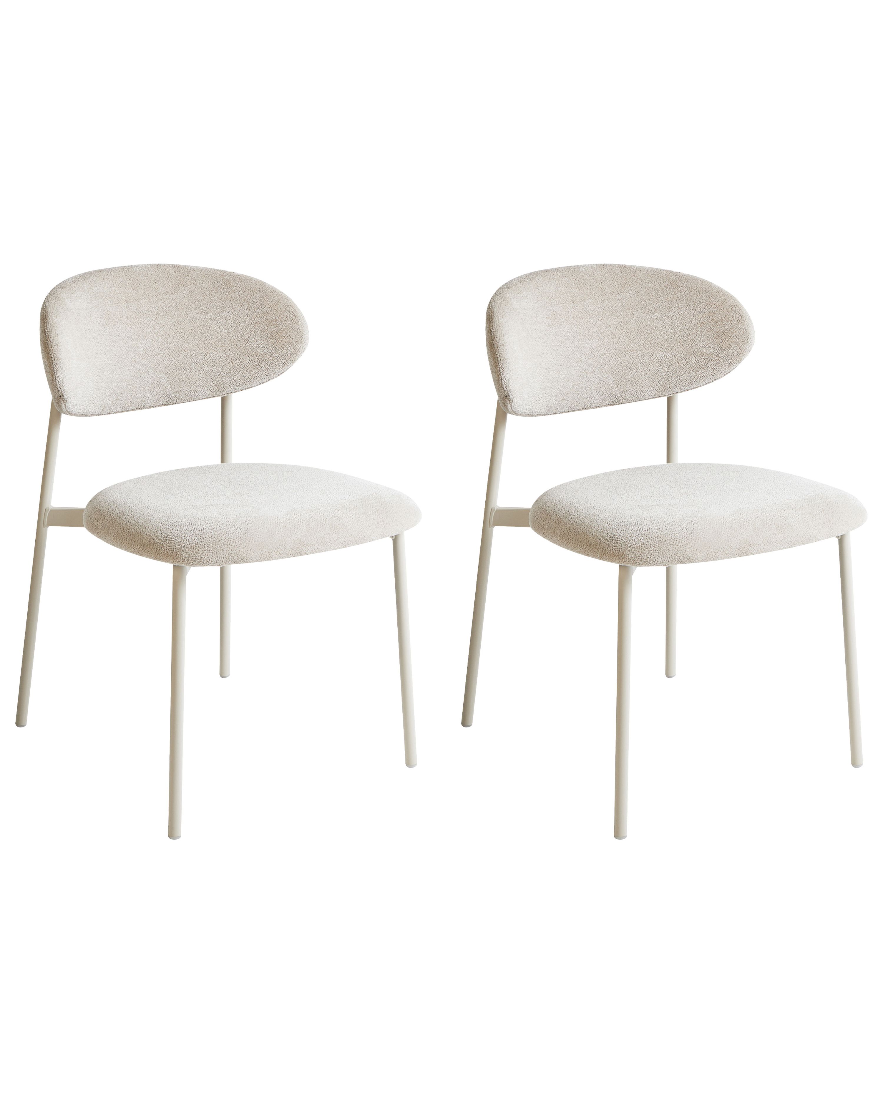 Set of 2 Dining Chairs COWLEY Chenille Light Beige
