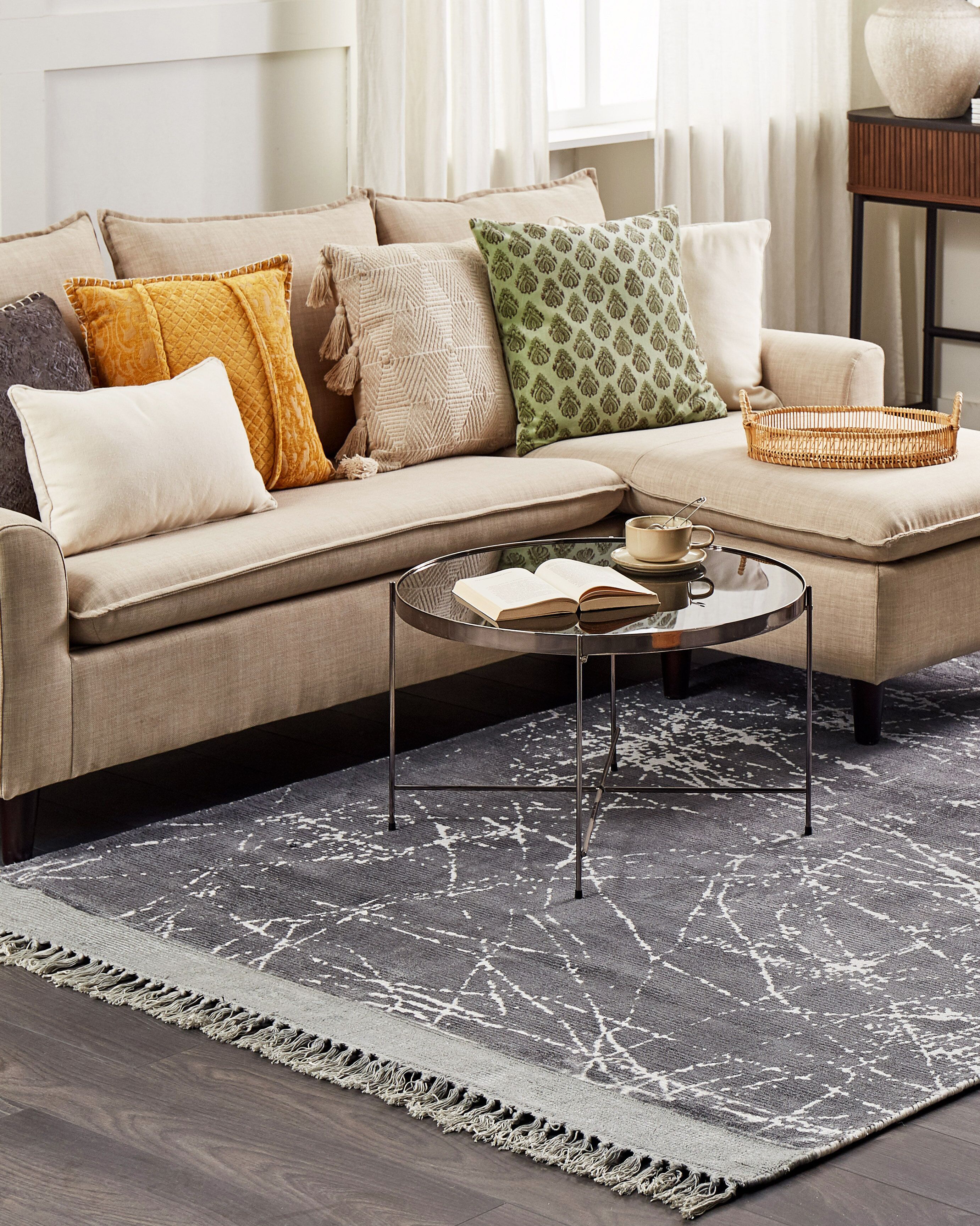 Rug HANLI Grey 160 x 230 cm Viscose