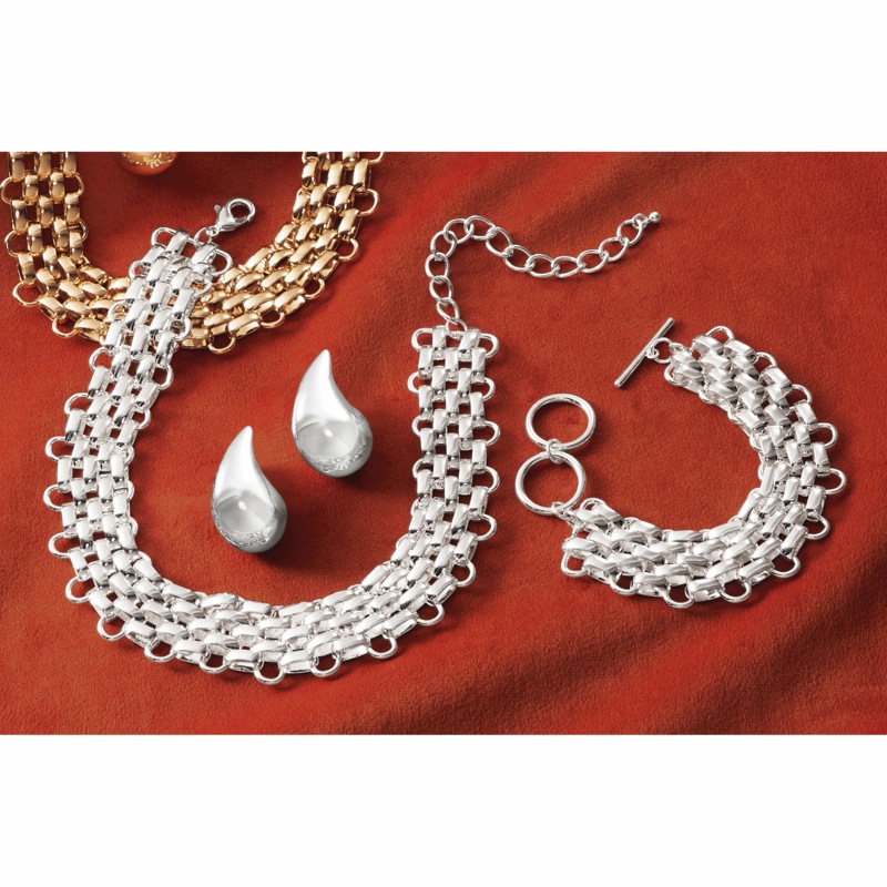Link Necklace & Bracelet and Teardrop Earring  Set - MIDNIGHT VELVET CATALOG