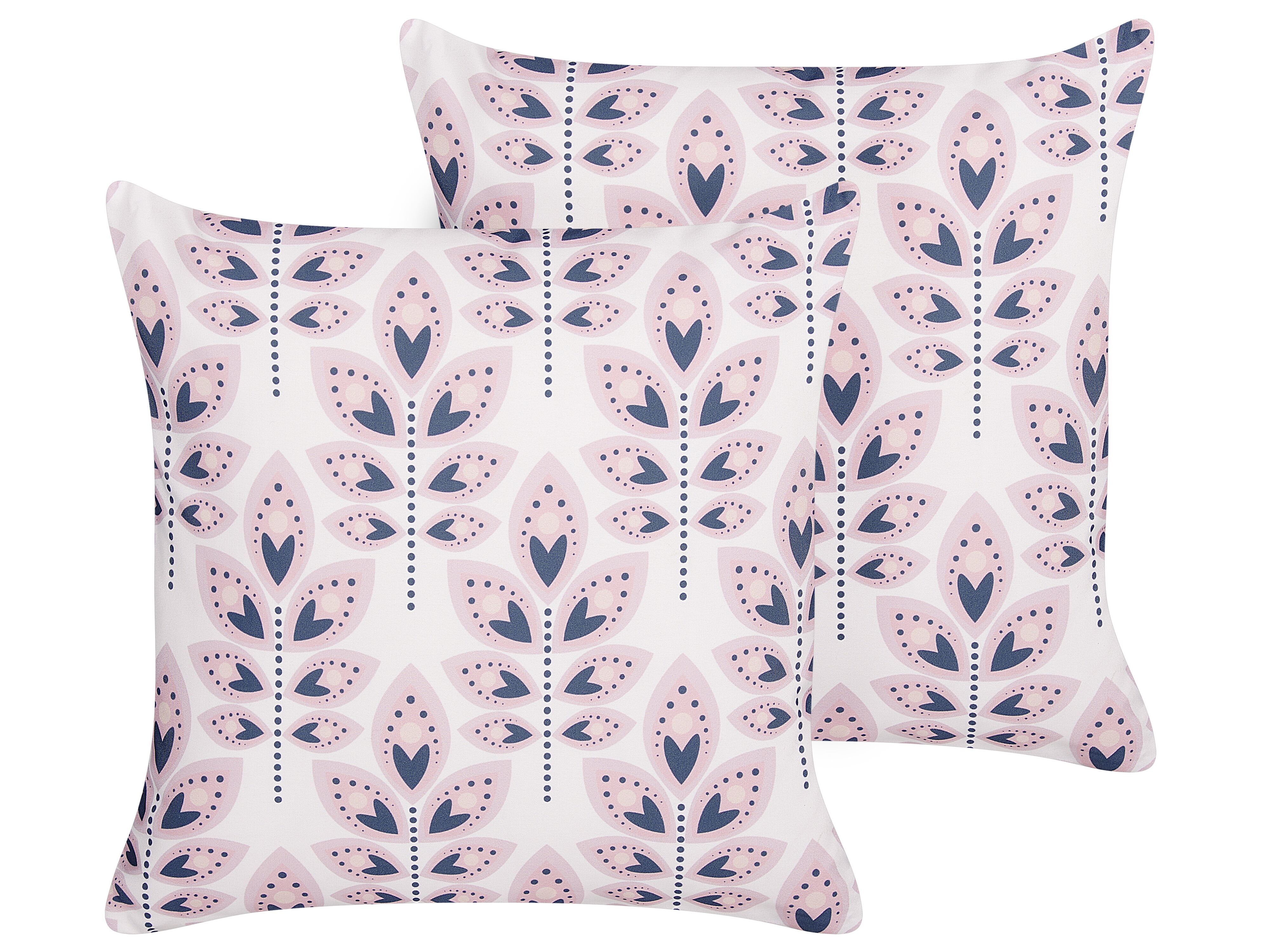 Set of 2 Outdoor Cushions TORRETTA Plant Pattern 45 x 45 cm Off-White