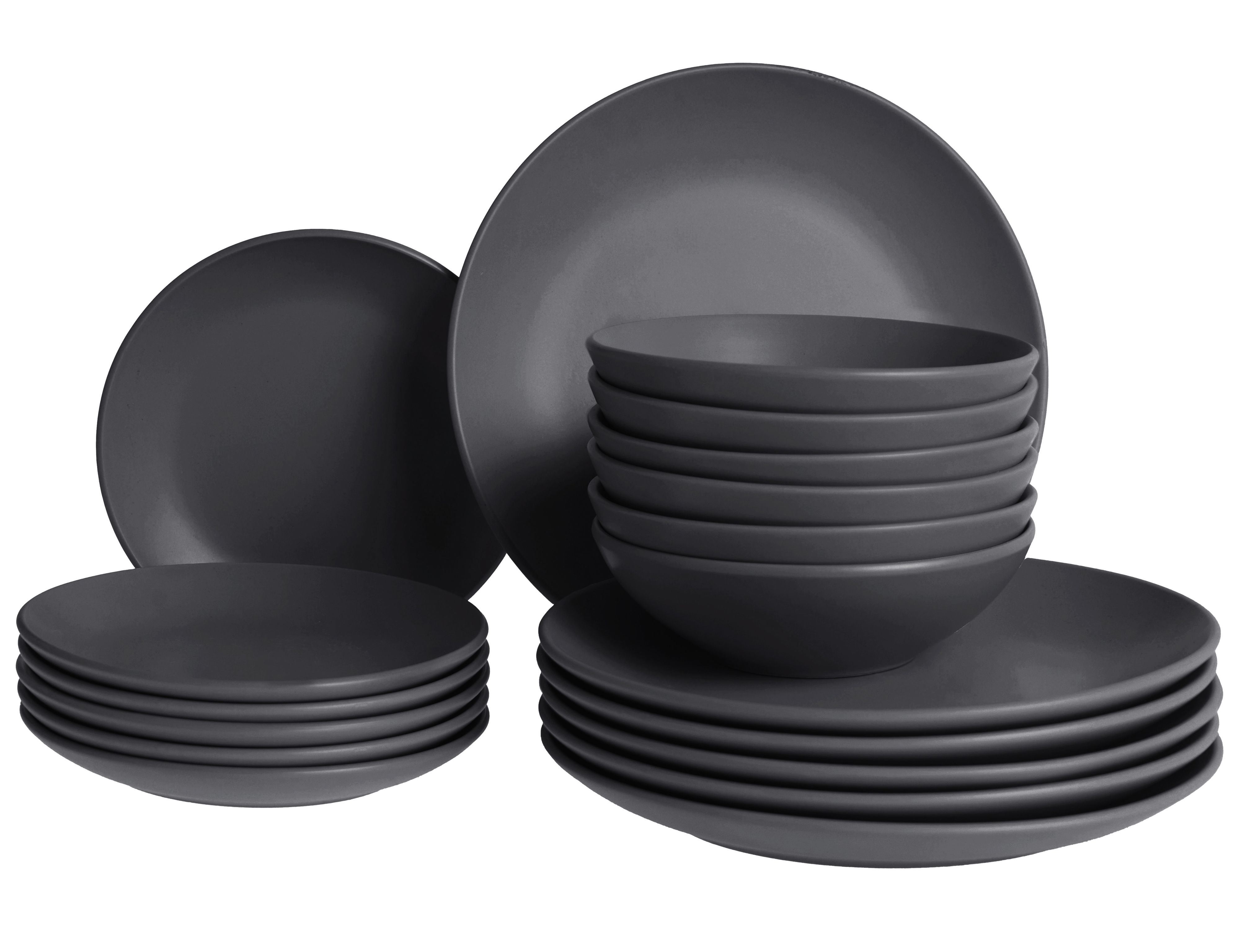 Set of 18 Dinnerware VIVANI Stoneware Black