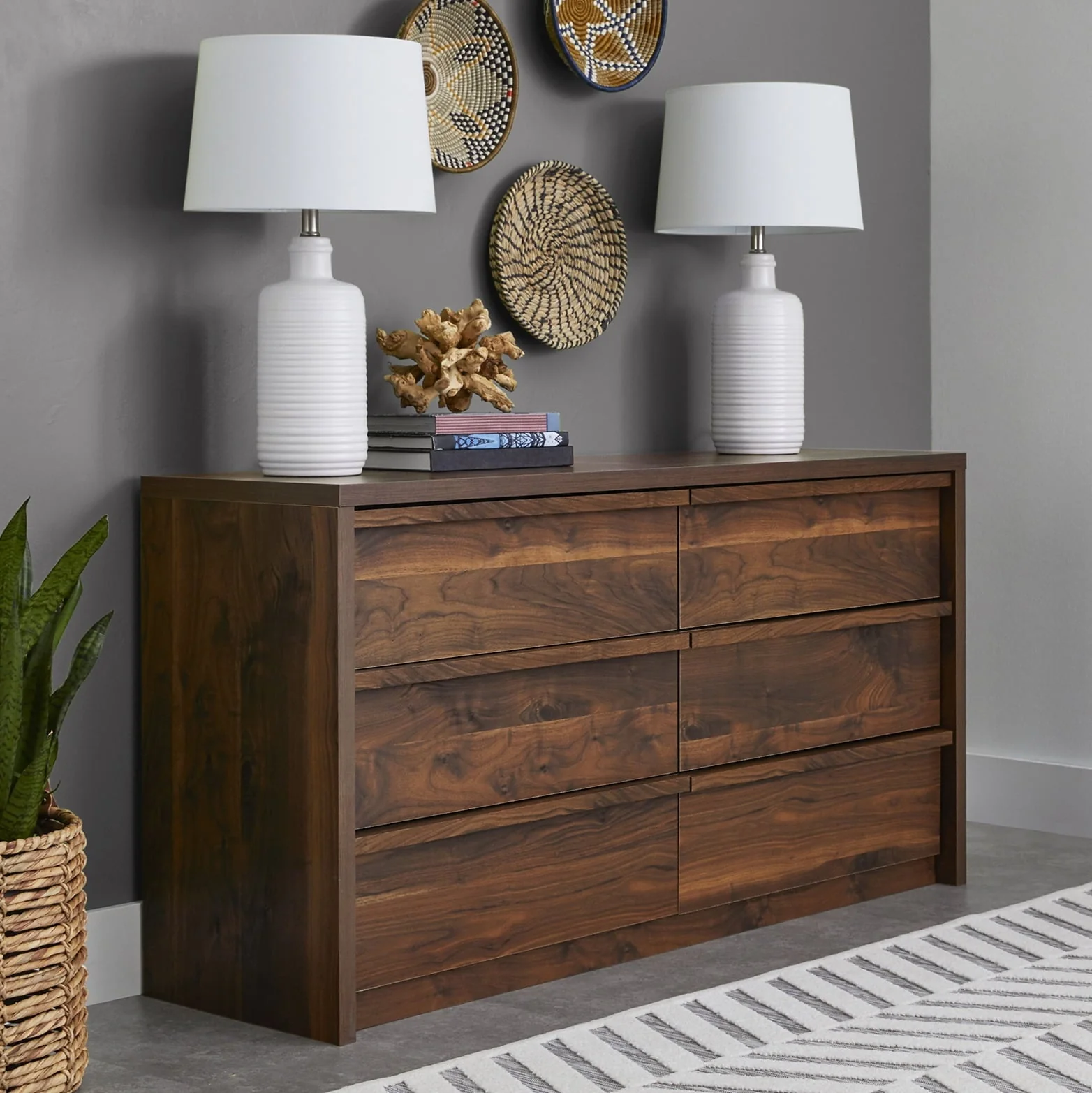 Better Homes and Gardens Montclair 6-Drawer Dresser, Vintage Walnut Finish - Image 5