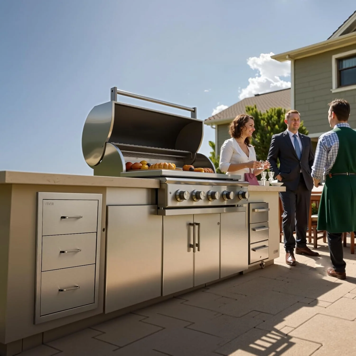 VEVOR Outdoor Kitchen Drawer Cabinet, Stainless Steel, 18.11 inch W x 23.23 inch D x 23.23 inch H, 3 Drawers - Image 2 VEVOR Outdoor Kitchen Drawer Cabinet, Stainless Steel, 18.11 inch W x 23.23 inch D x 23.23 inch H, 3 Drawers - Image 2