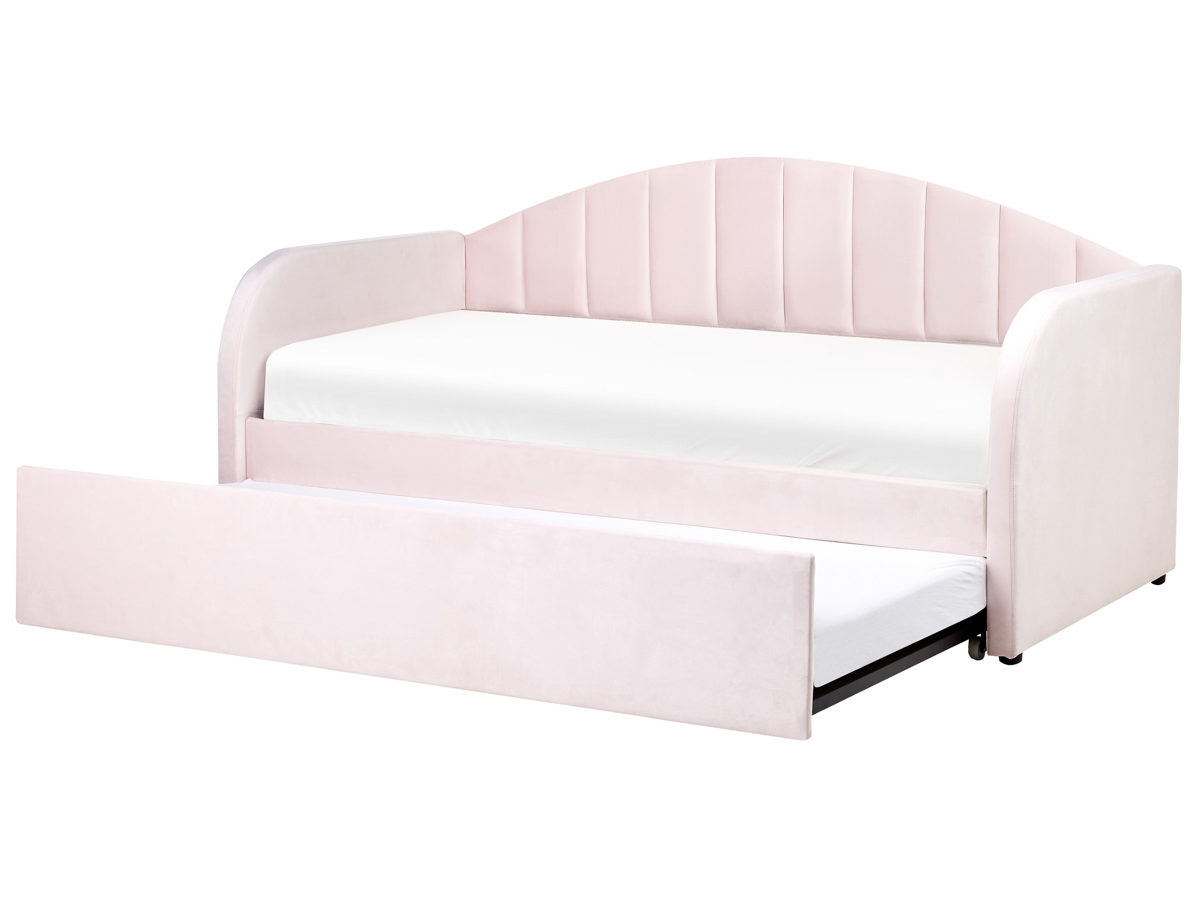 Trundle Bed Velvet EYBURIE 90 x 200 cm (EU Single) Pastel Pink