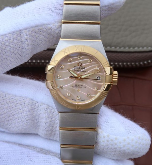 Replica Omega V6 Constellation 27mm YG Dial Diamonds Markers SS/YG Bracelet A8520 - Top club