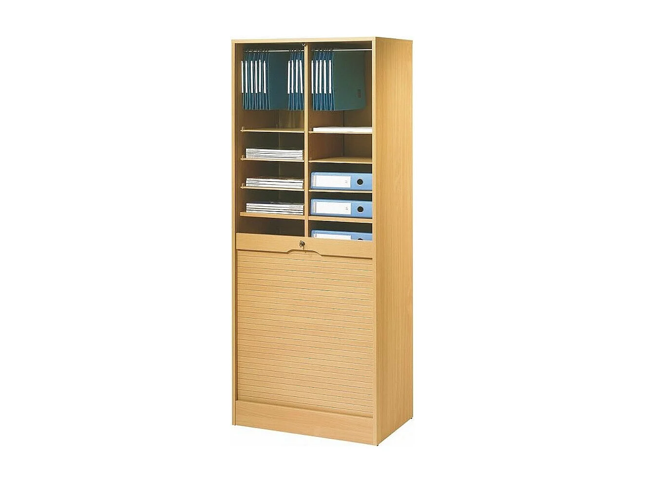 Armoire de bureau à rideau large bois clair Office 172cm