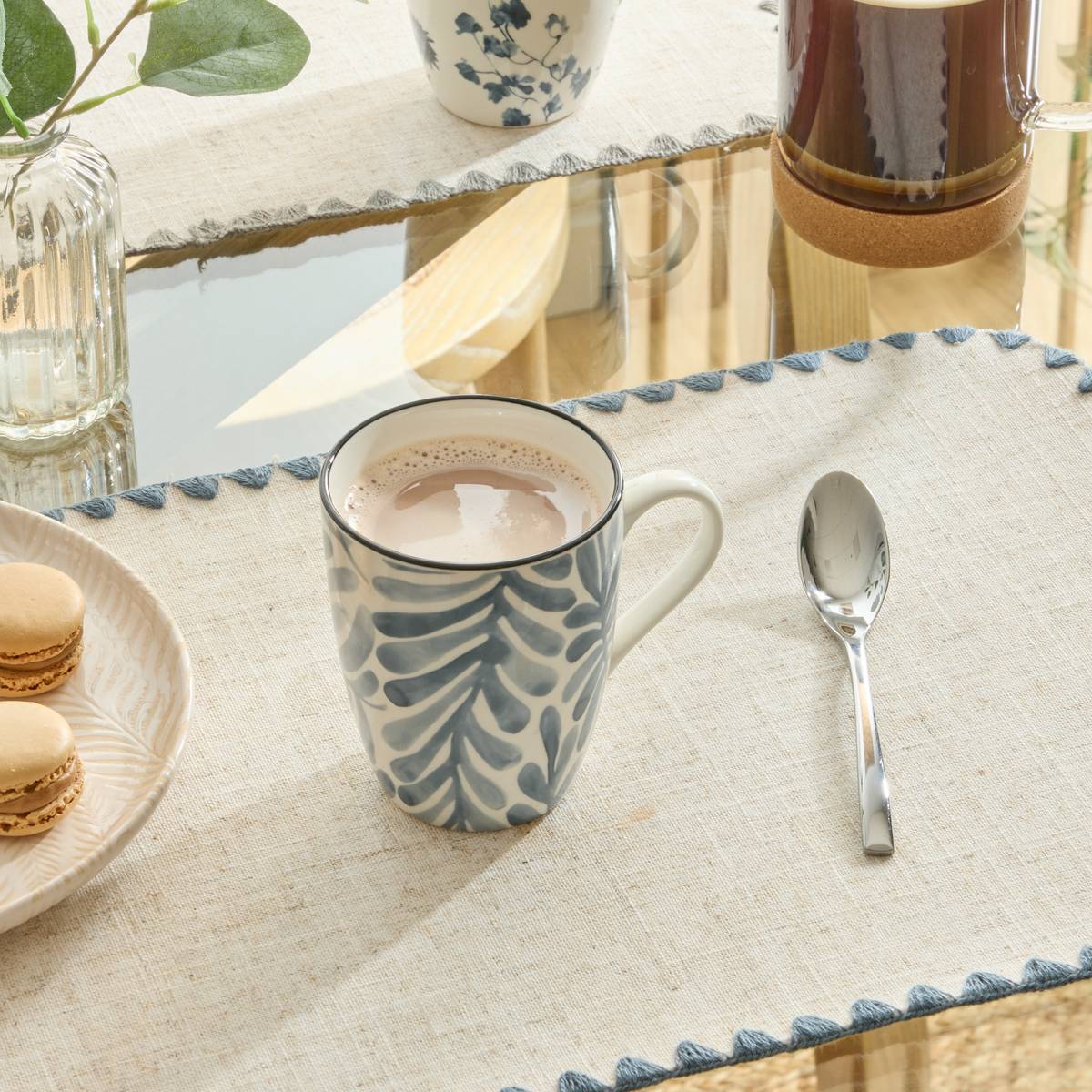 Mug "Umami" 310 ml, New Bone China (Porcelain), Leaf pattern