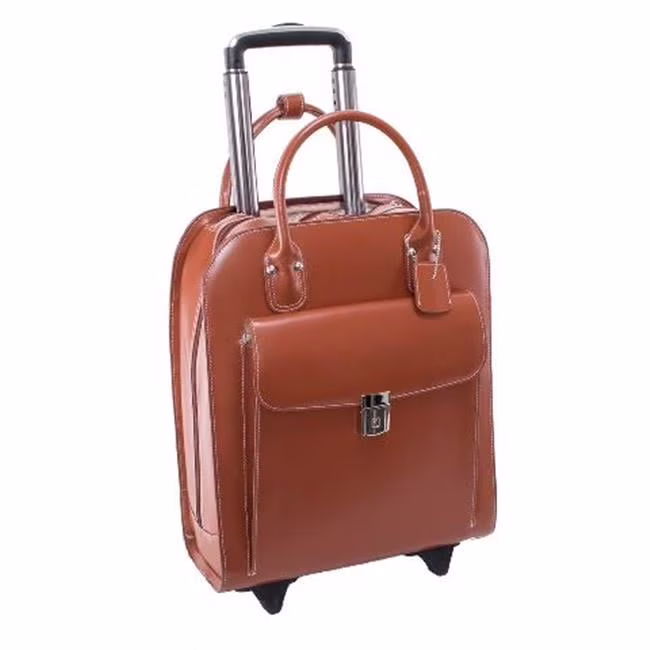 15.6 in. Uptown Leather Vertical Wheeled Ladies Briefcase, Red - 13.5 x 6 x 16 in. - Image 9