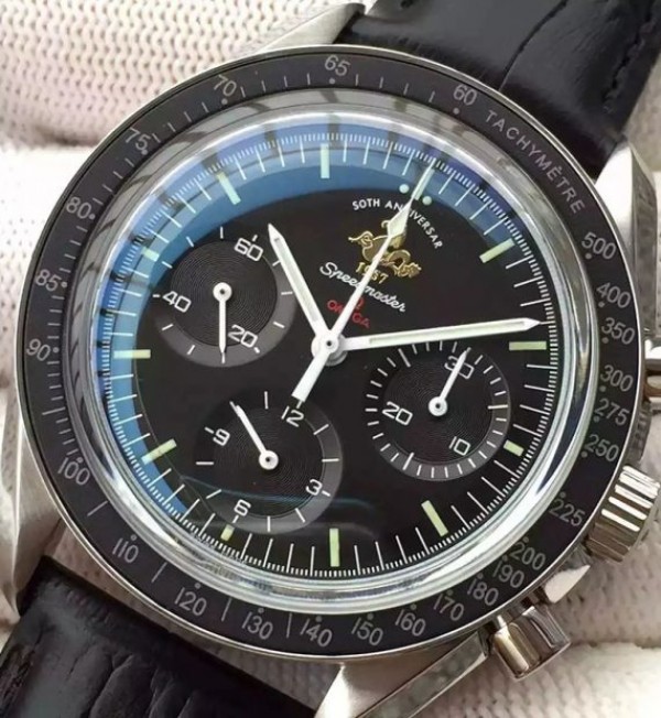 Replica Omega Speedmaster MoonWatch 1957 Black Dia Leathe Manual Winding - Top club