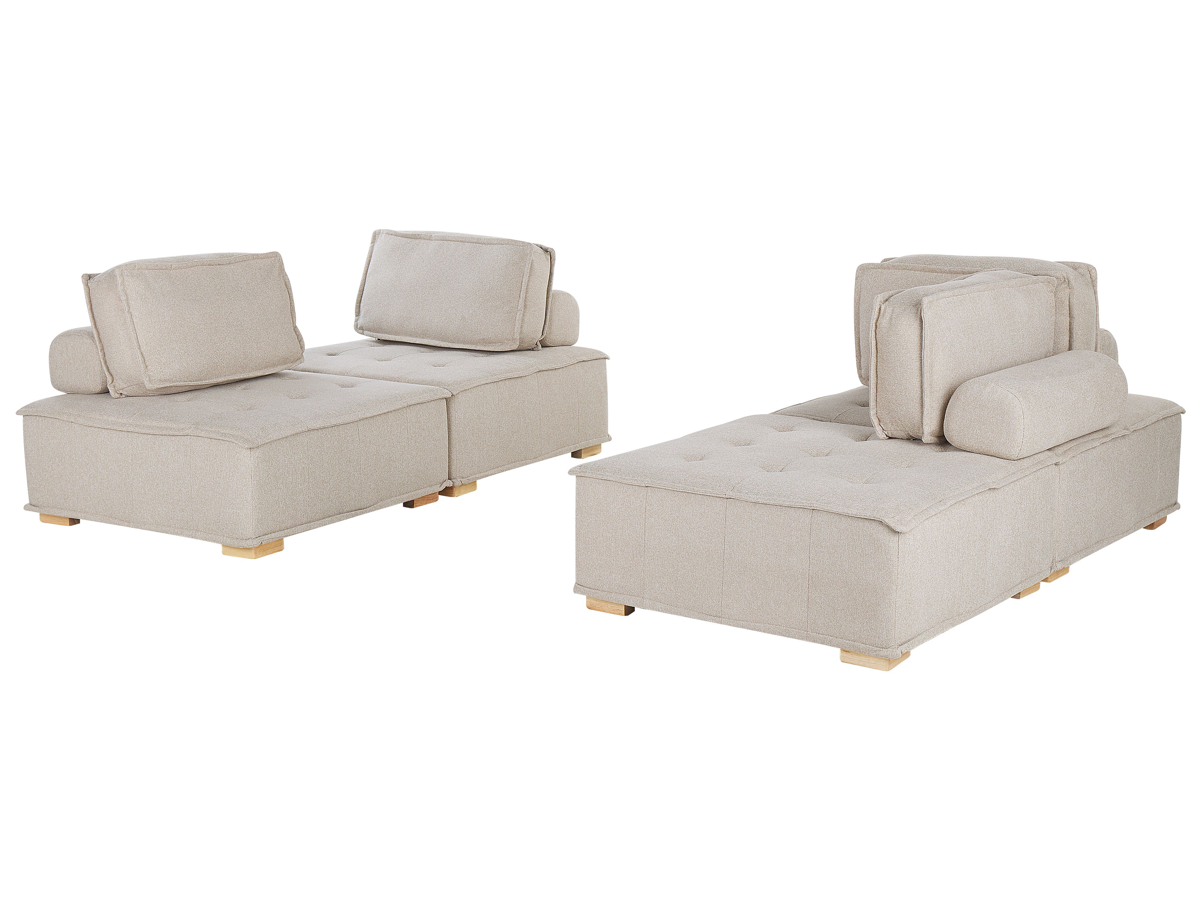 Modular Living Room Set 4 Seater TIBRO Fabric Light Beige