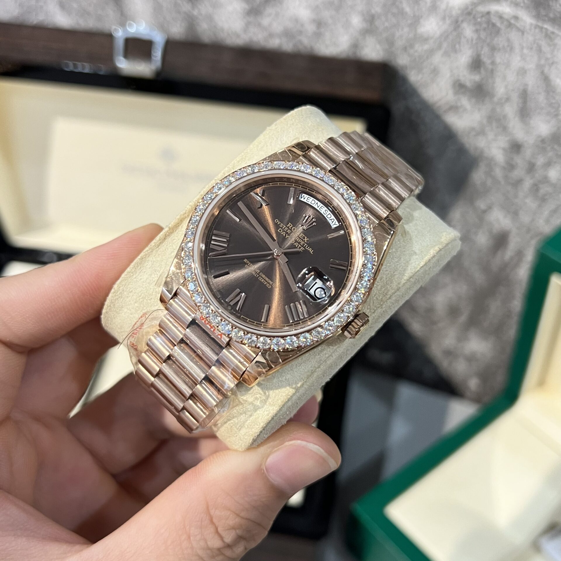 Rolex Day-Date 228235 Replica Watch Refined With Moissanite Diamonds 40mm - Elite Watch Atelier