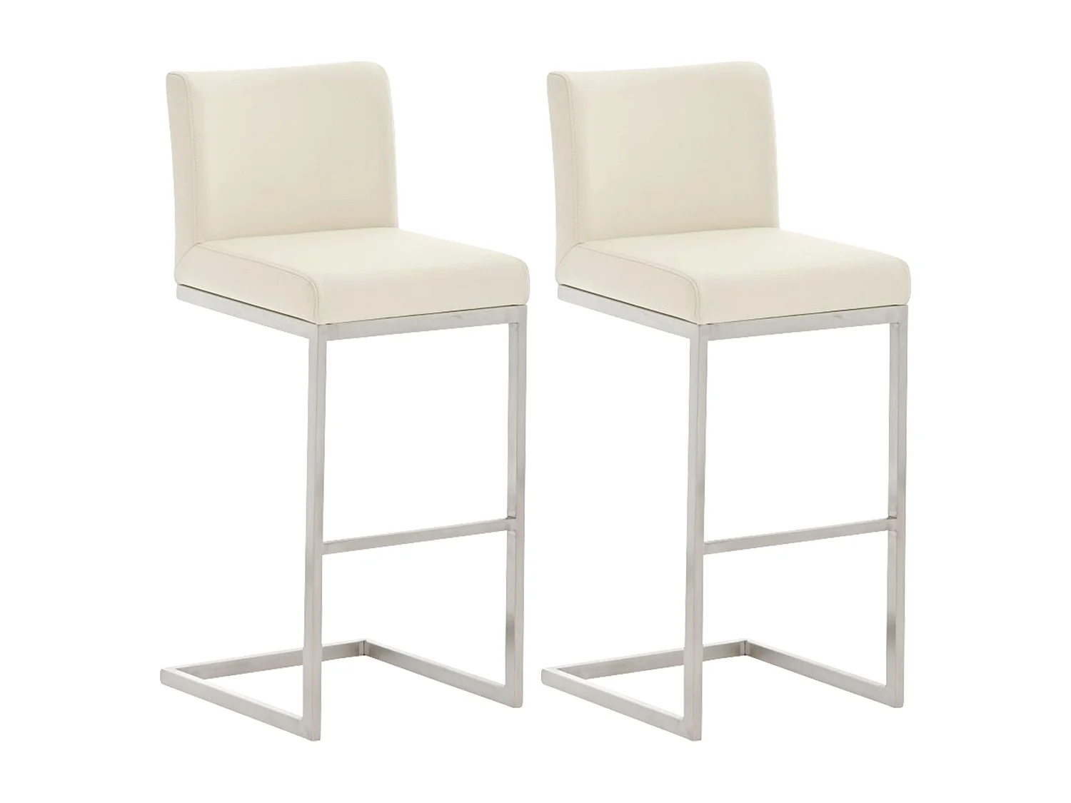 Lot de 2  Tabouret de bar - Similicuir - Crème - Paros