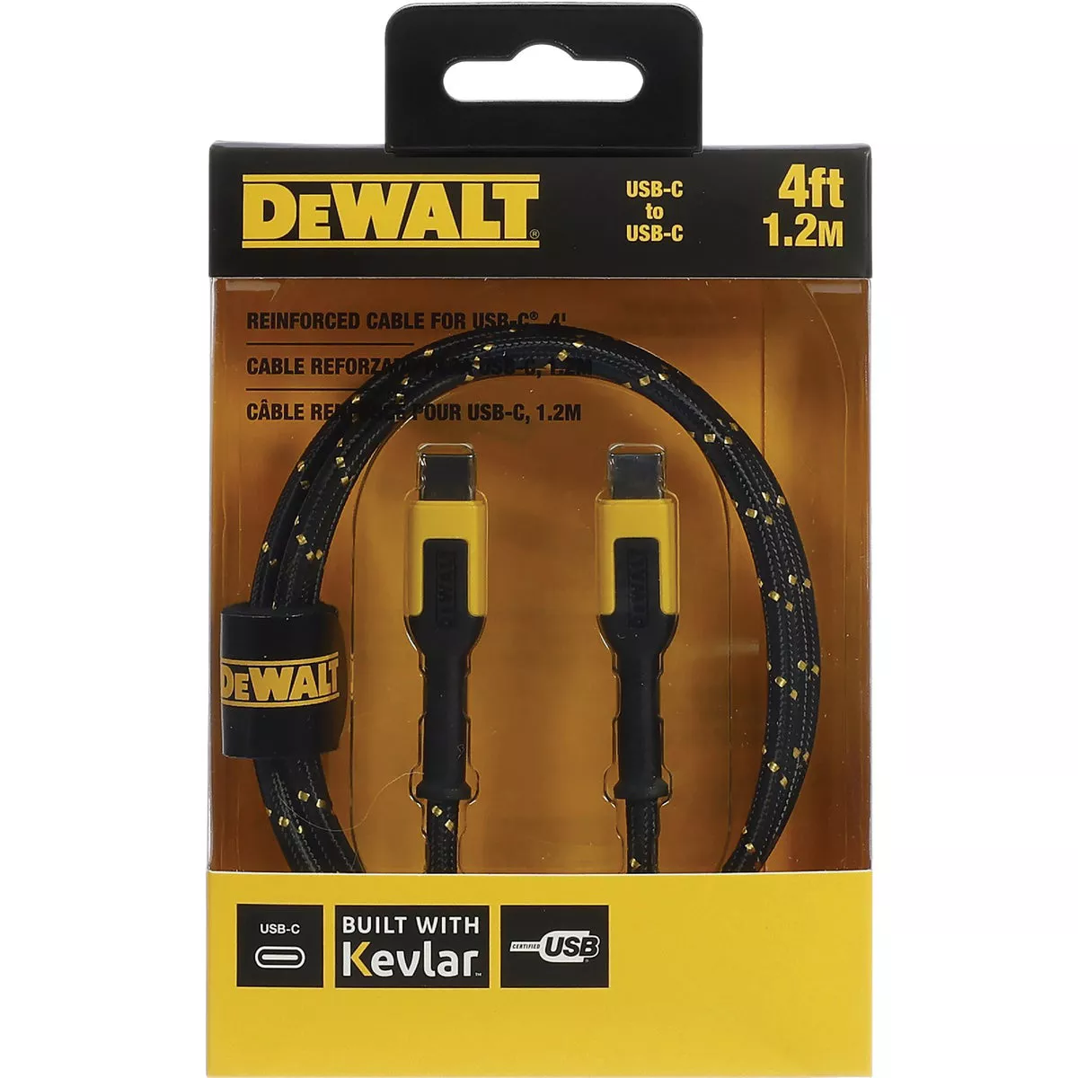 DEWALT 4 Ft. Type-C to Type-C Reinforced Cable