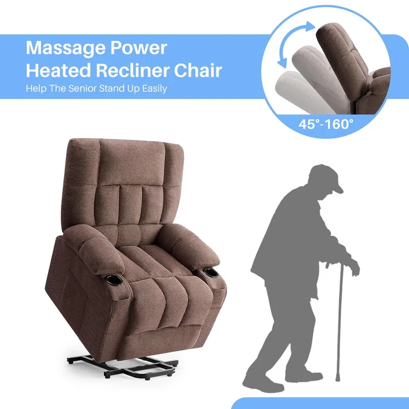 Simenmax Recliner Chair with Massage and Heating, Home Theater Seating with Lumbar Support, Adjustable Electric Power Lift Chairs, Gray - Image 11