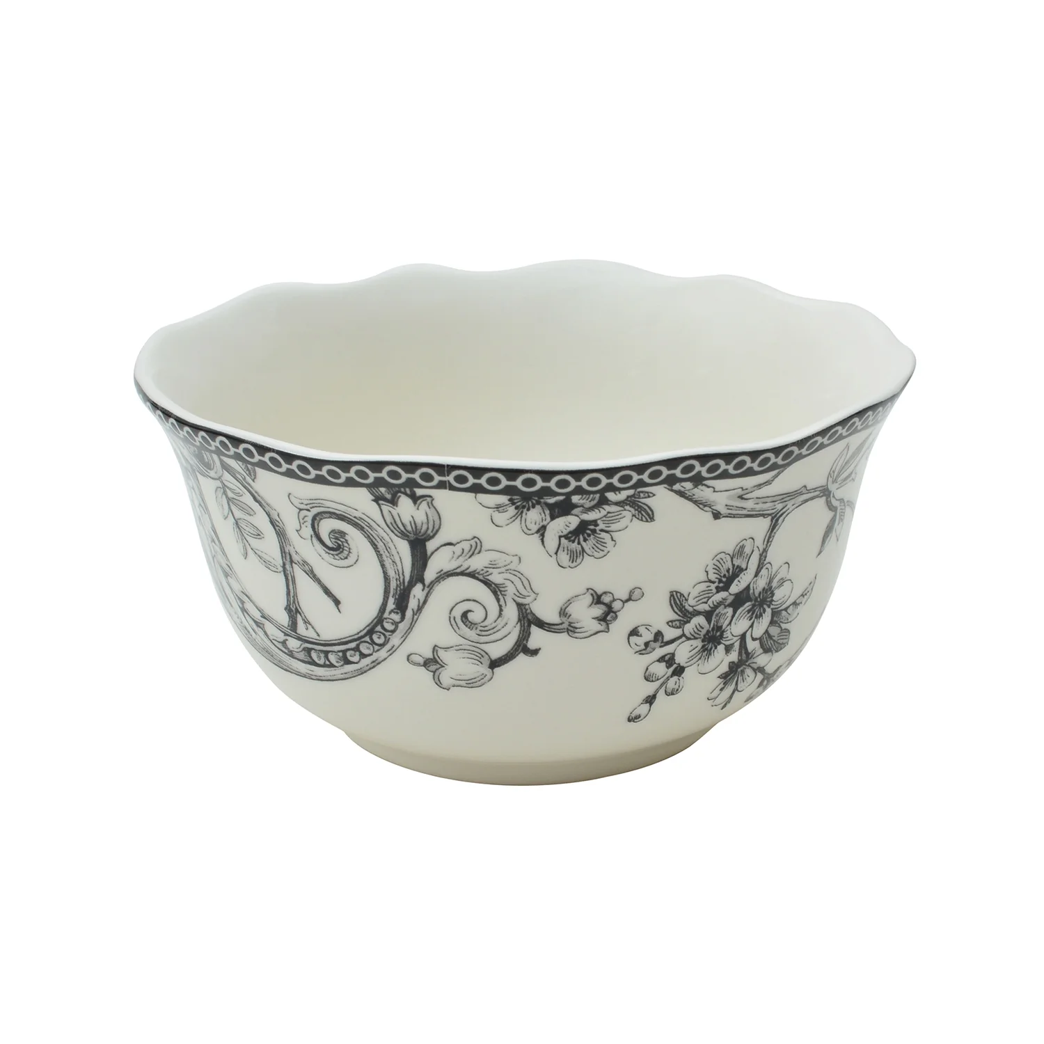 222 Fifth Adelaide Round 16-Piece Porcelain Dinnerware Set, Black Toile - Image 4