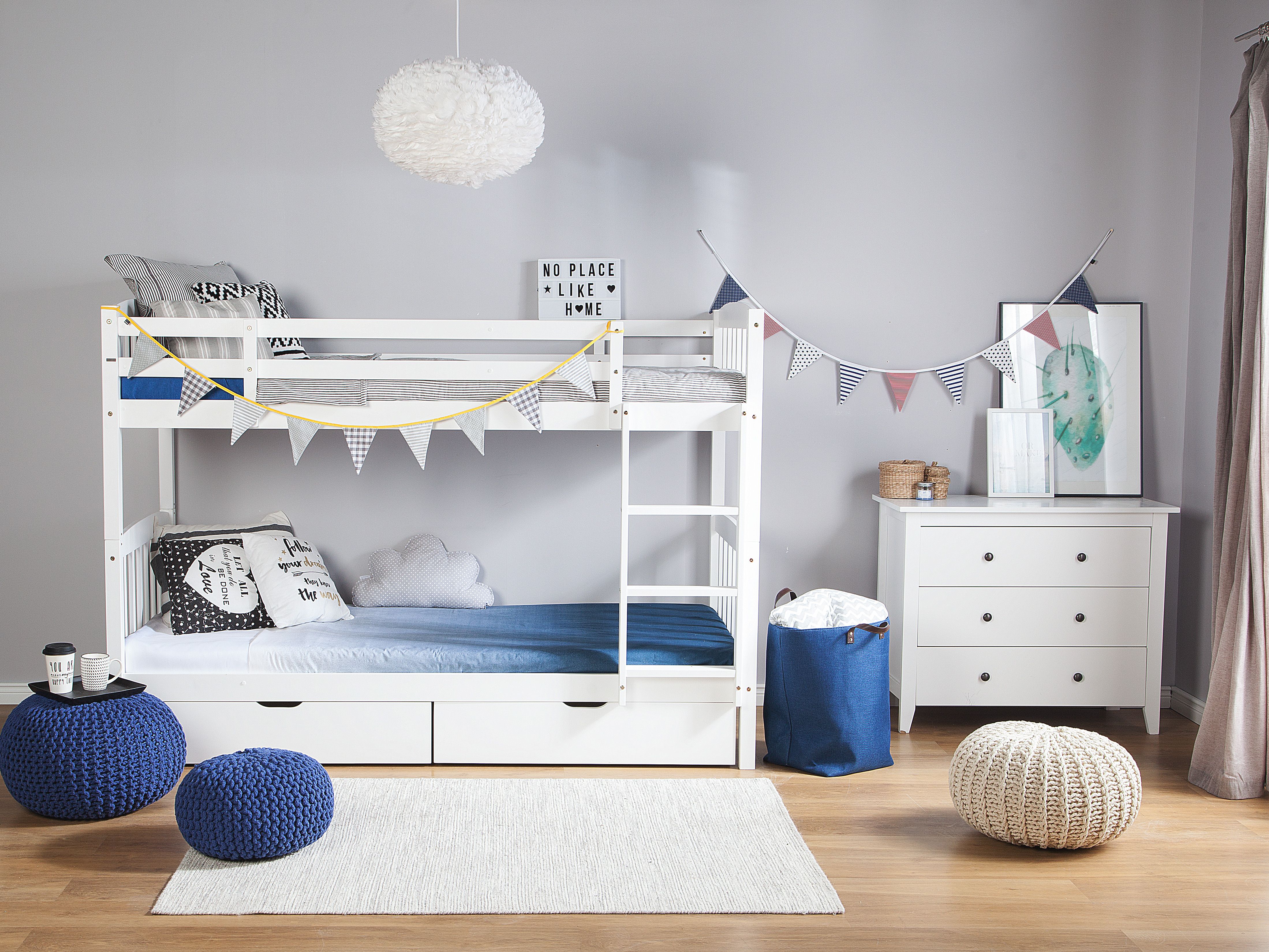 Bunk Bed with Drawers Pine Wood REVIN 90 x 200 cm (EU Single) White