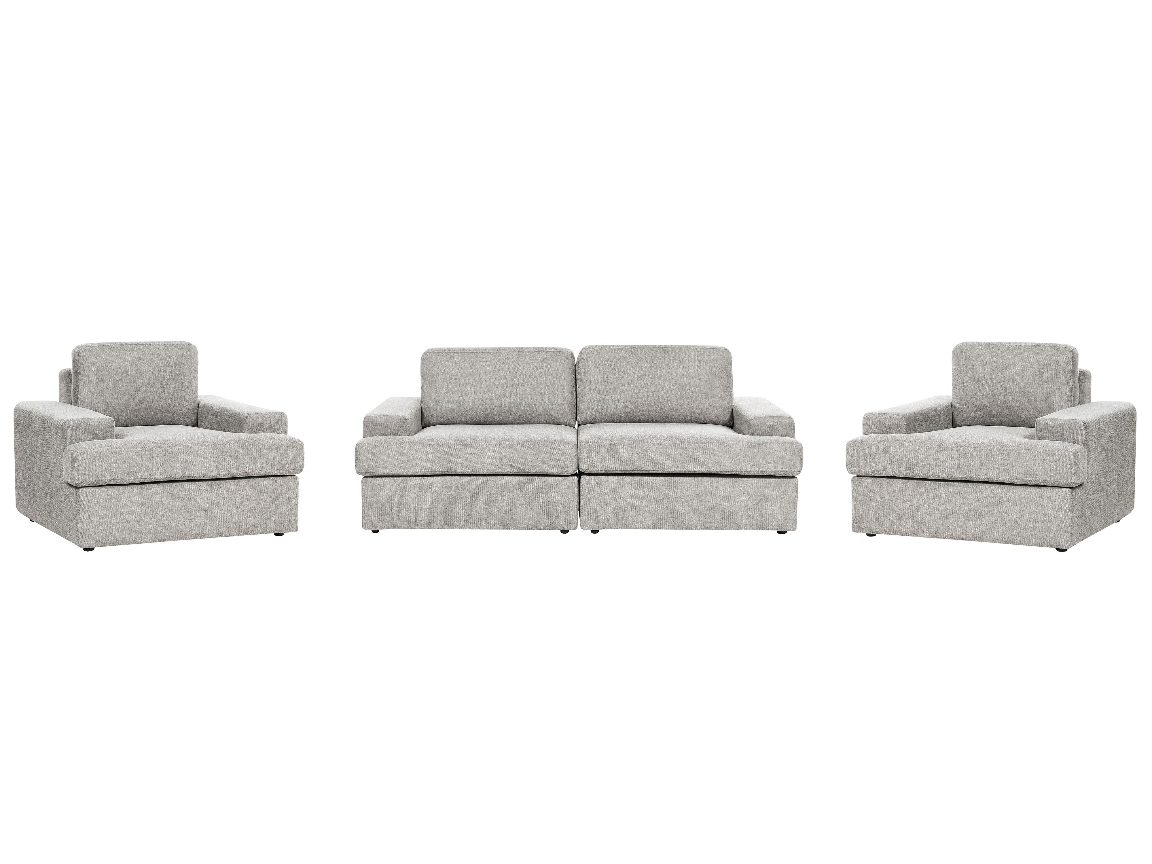 Living Room Set 5 Seater ALLA Fabric Light Grey