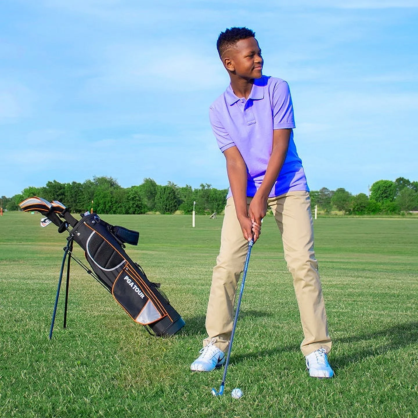 PGA Tour Right-Handed 10 Piece Kids Golf Club Stand Bag Set; Player Height 4'8 - 5'2", Ages 8-12 - Image 17
