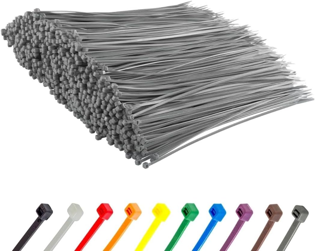 GTSE 14 Inch Silver/Gray Zip Ties  5 000 Bulk Pack  50lb Strength  UV Resistant Long Nylon Grey Cable Ties  Self-Locking 14