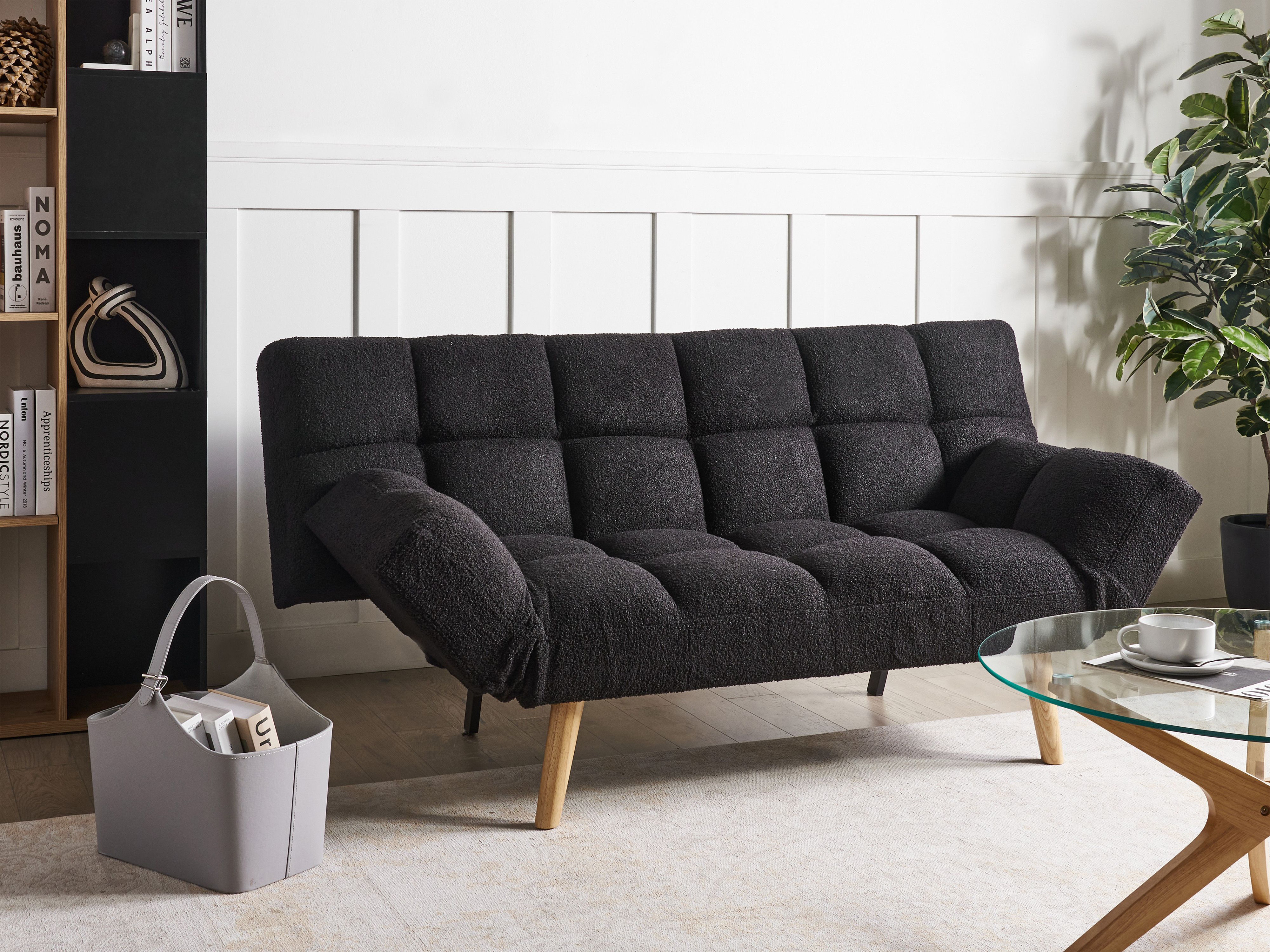 Sofa Bed 2 Seater INGARO Boucle Black