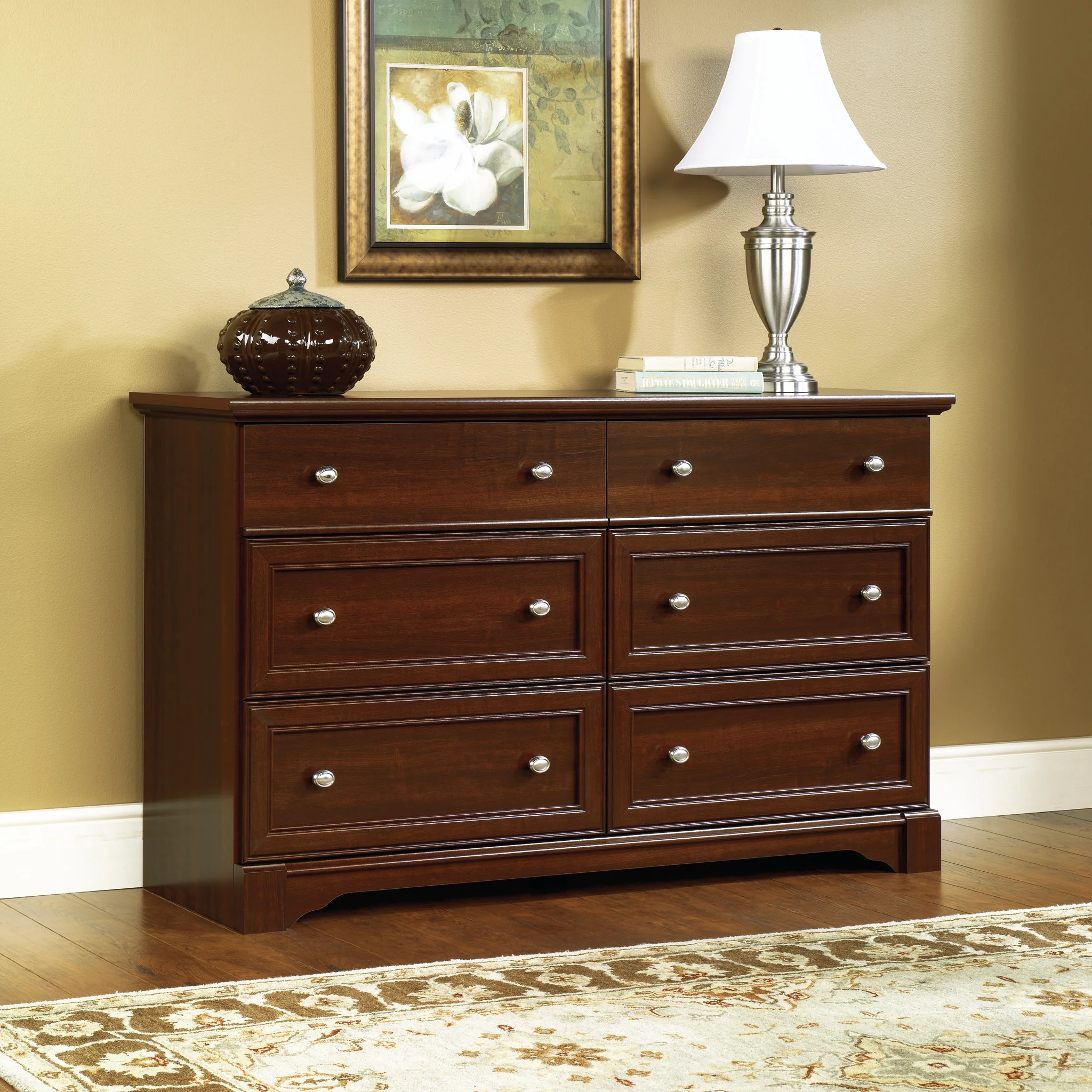 Sauder Palladia 6-Drawer Bedroom Dresser, Vintage Oak Finish - Image 13