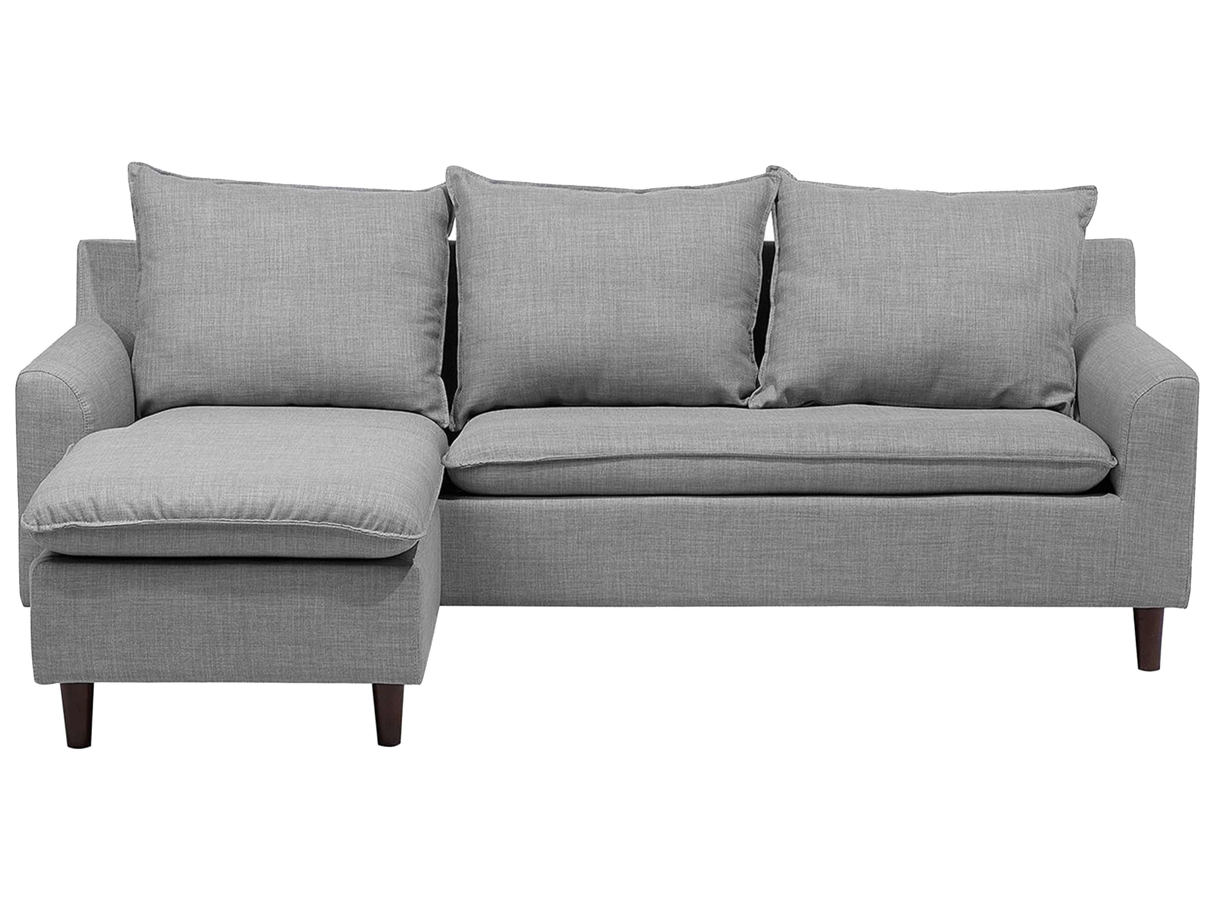Corner Sofa 3 Seater ELVENES Fabric Light Grey Right Hand