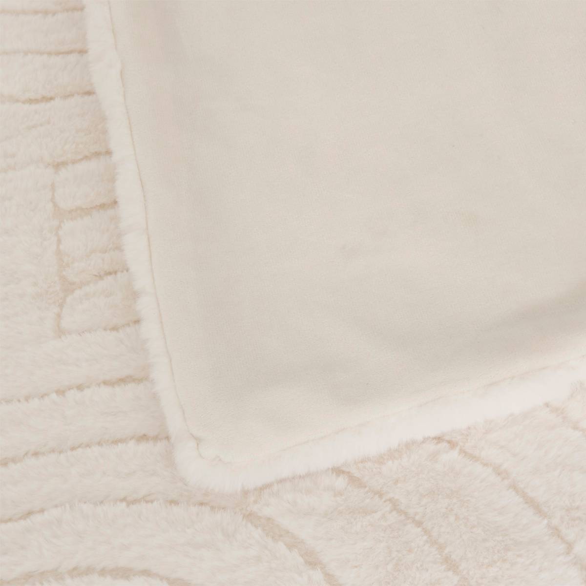 Jacquard Faux Fur Throw "Arka" Ivory, 160x120 cm