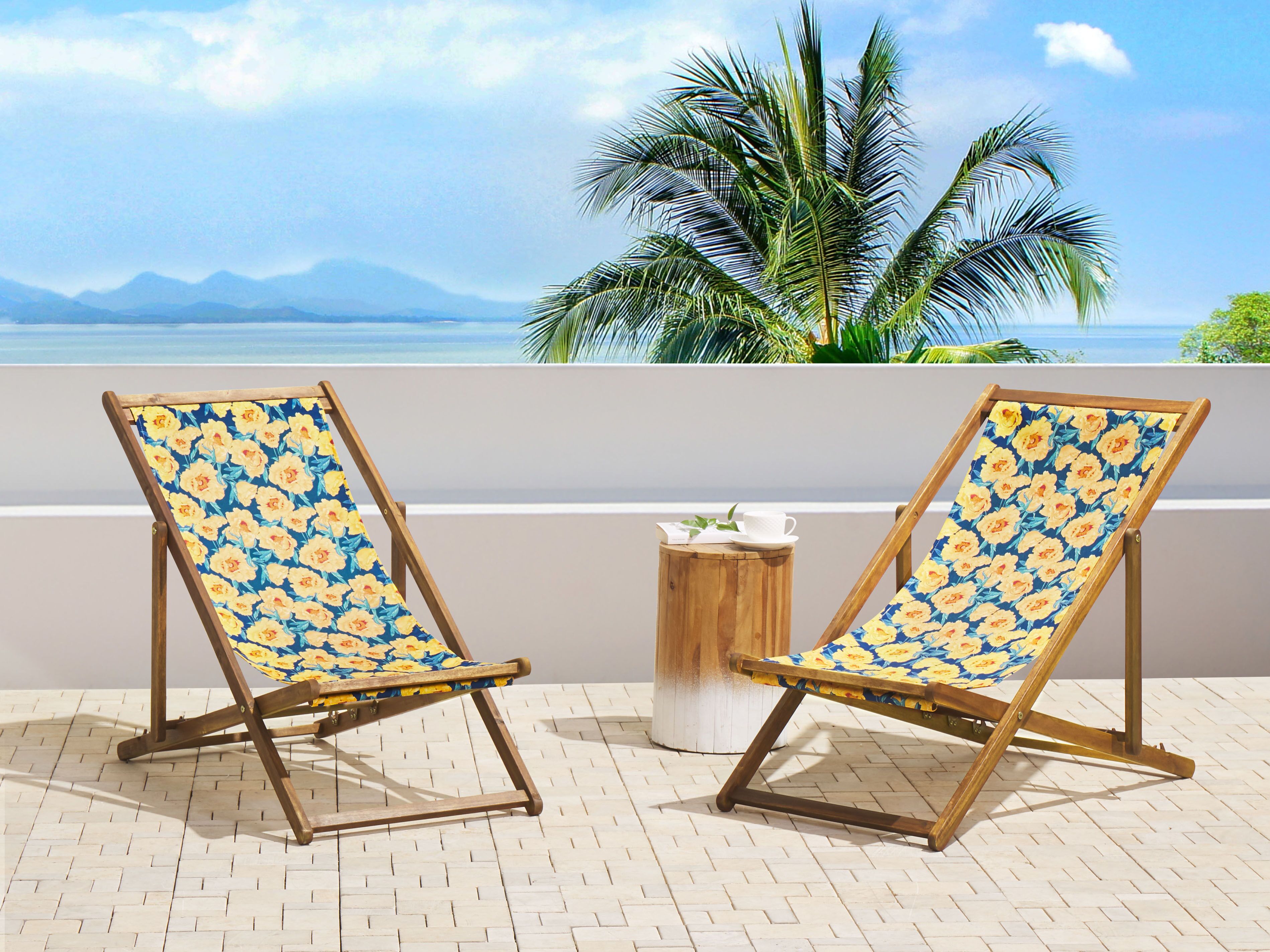 Set of 2 Sun Lounger Replacement Fabrics ANZIO/AVELLINO 113 x 44 cm Multicolour