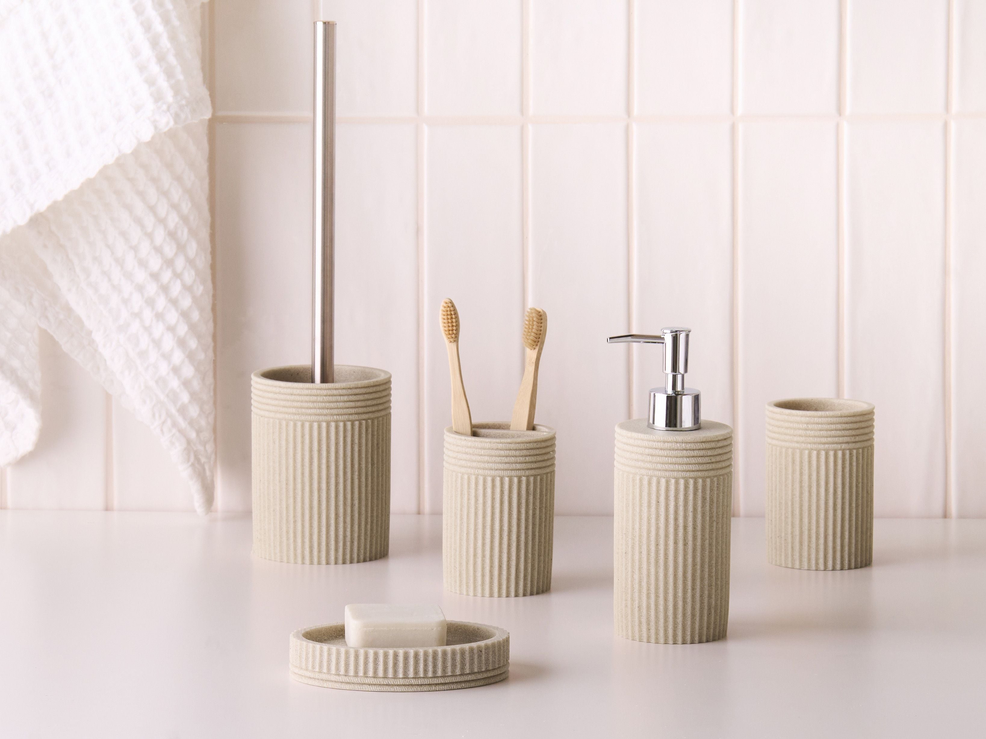 5-Piece Bathroom Accessories Set CHANCAY Light Beige
