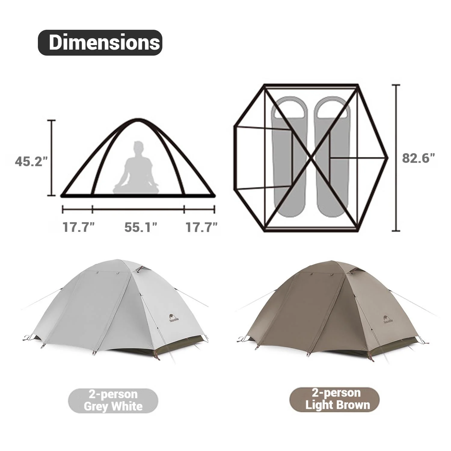 Naturehike, Ultralight Hiking Tent, Portable Camping Tent with Two Doors, Waterproof and Wind-resistant Dome Tent, UV Protection Backpacking Tent - Image 9