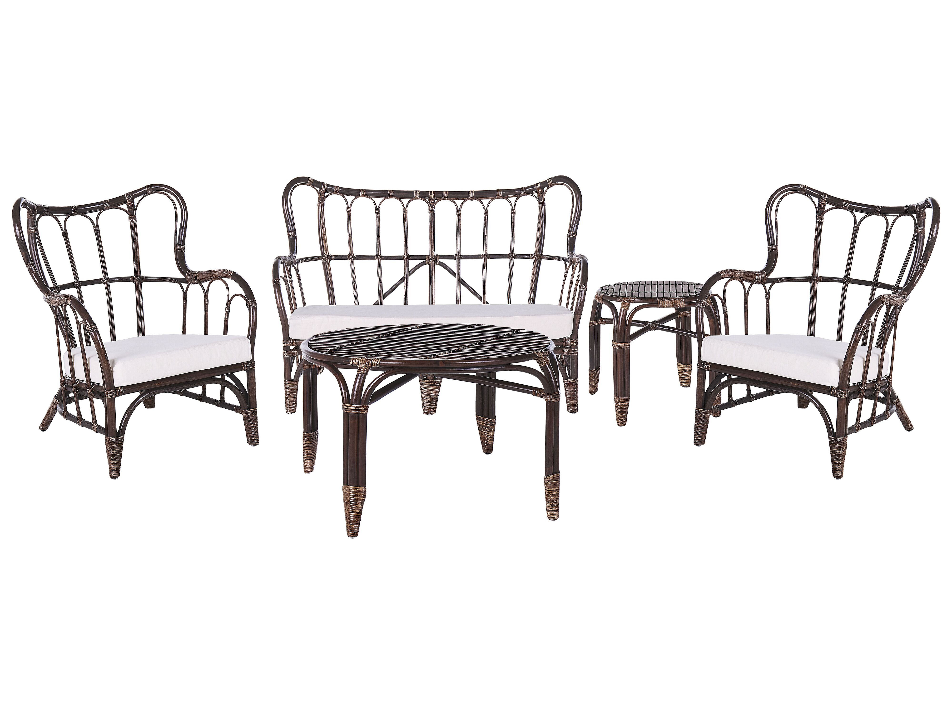 Garden Lounge Set with Table 4 Seater BRINDISI Rattan Dark Brown