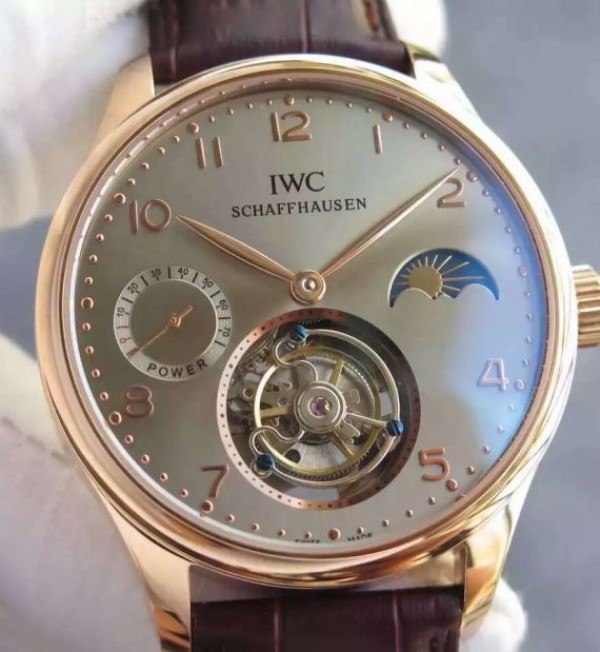 Replica IWC Portuguese Tourbillon Power Reserve Moonphase RG Markers Gray Dial - Top club