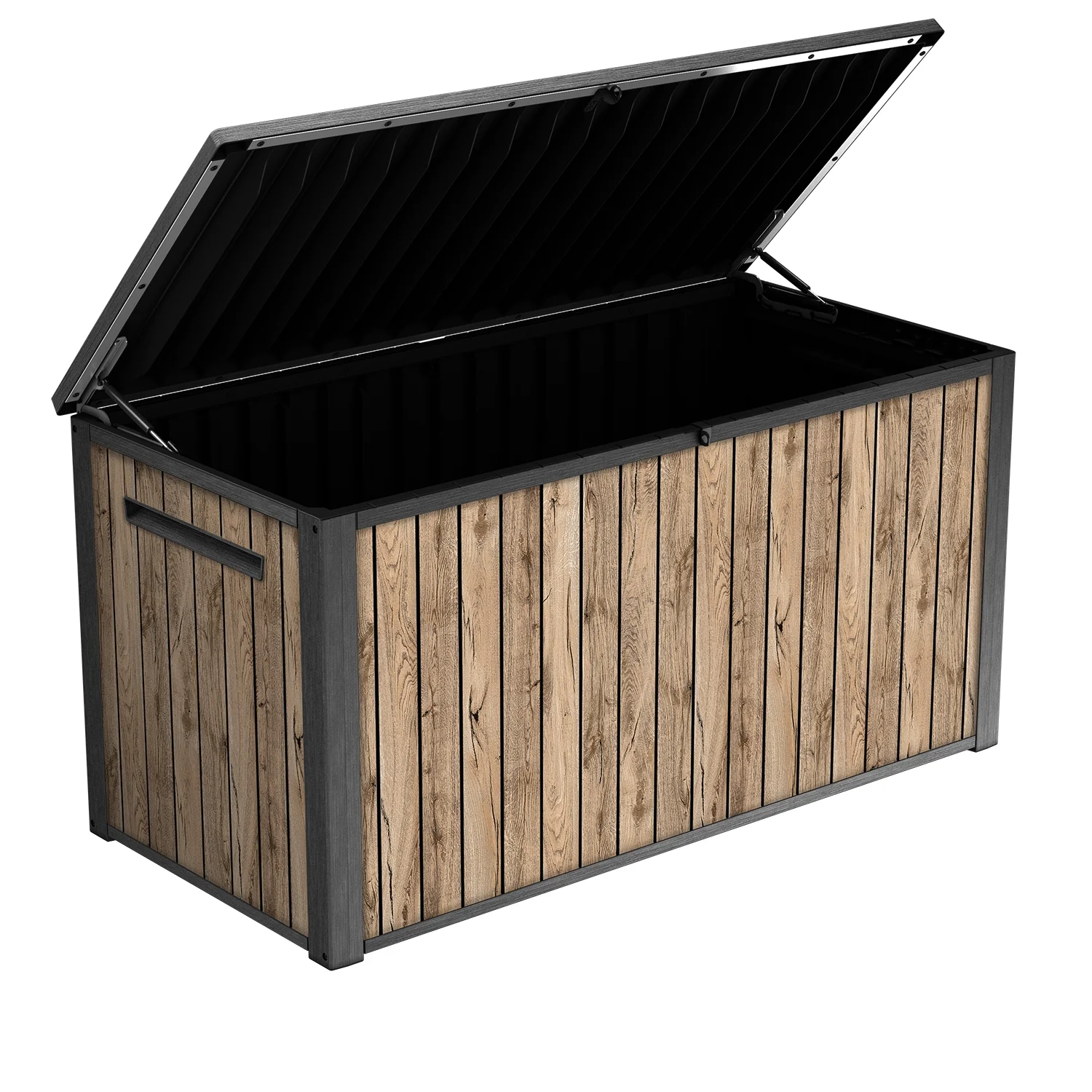 Keter Signature 170 Gallon Durable Resin Outdoor Deck Box Storage Organization, Pine