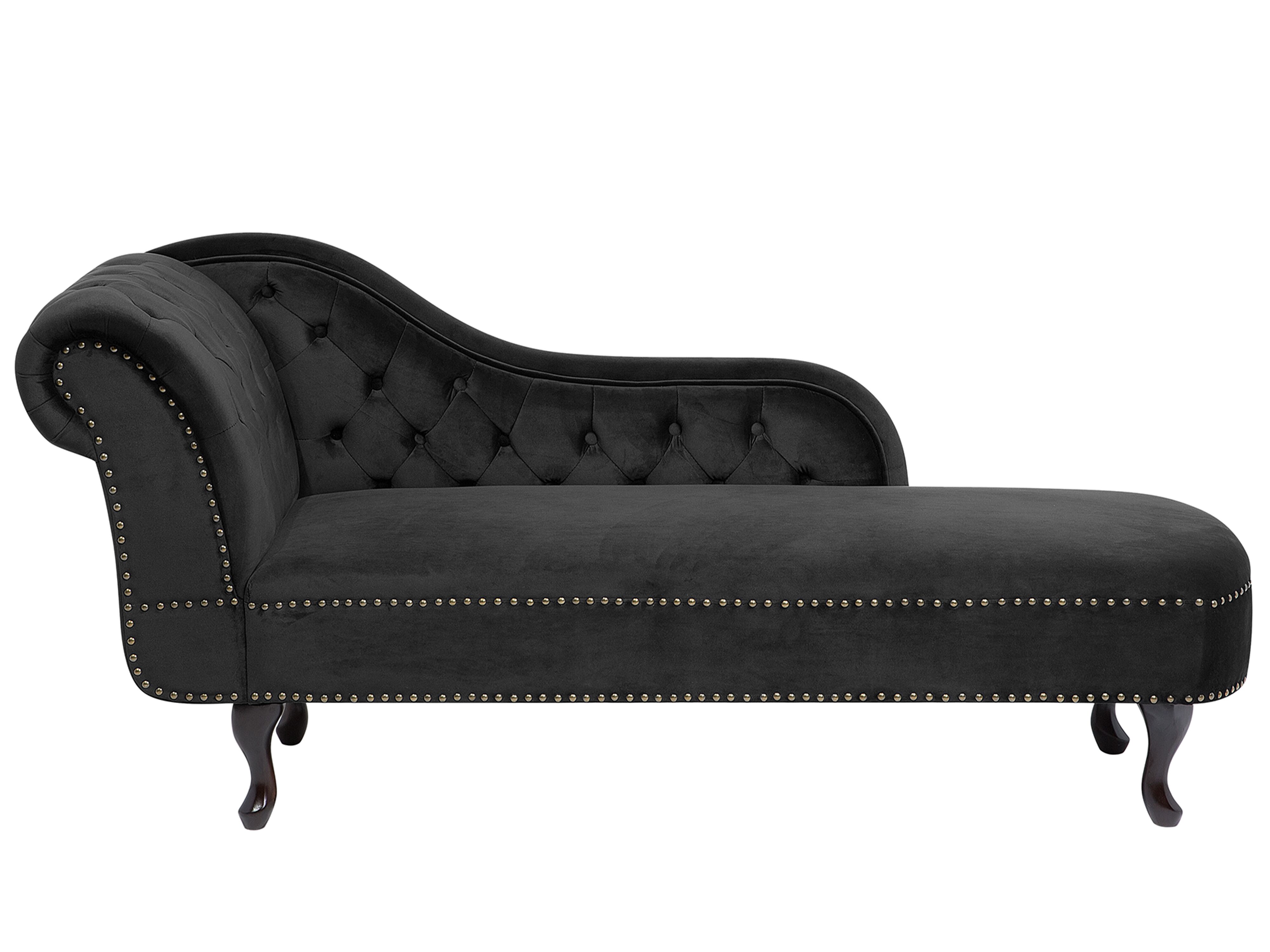 Left-Hand Chaise Lounge NIMES Velvet Black
