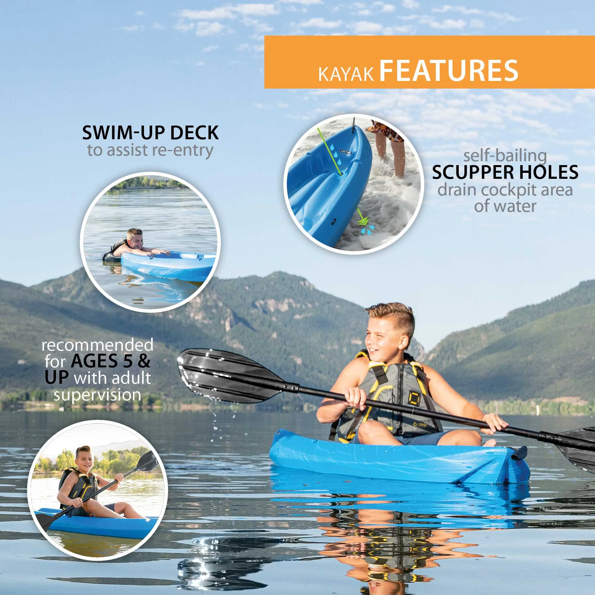 Lifetime Wave 6 ft Youth Kayak, Fire Red (91401) - Image 84
