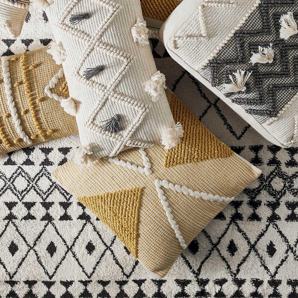 Cushion "R.O.W." Mustard yellow, 45x45 cm