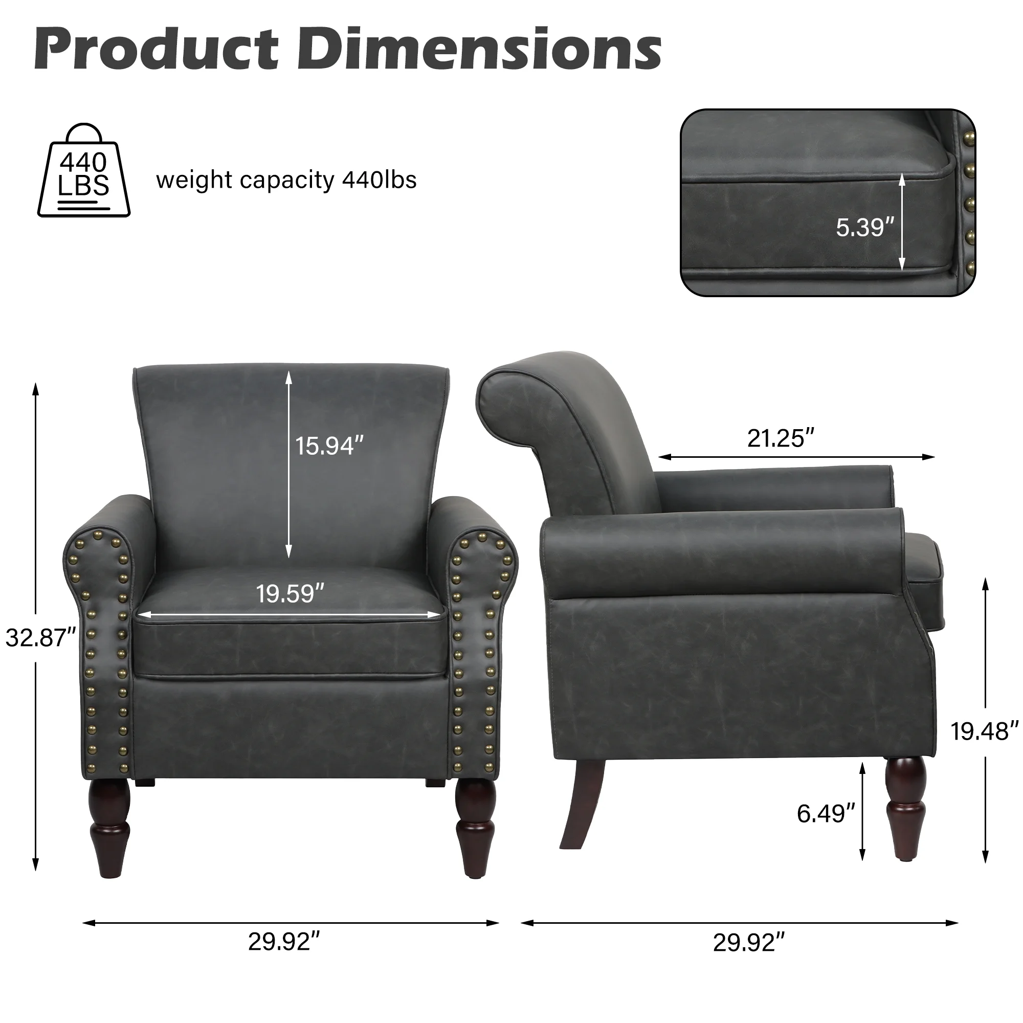 DREAMSIDEA Accent Chairs Upholstered Pattern Morden Armchair Comfy Linen Fabric Single Sofa for Living Room, Pattern White - Image 12
