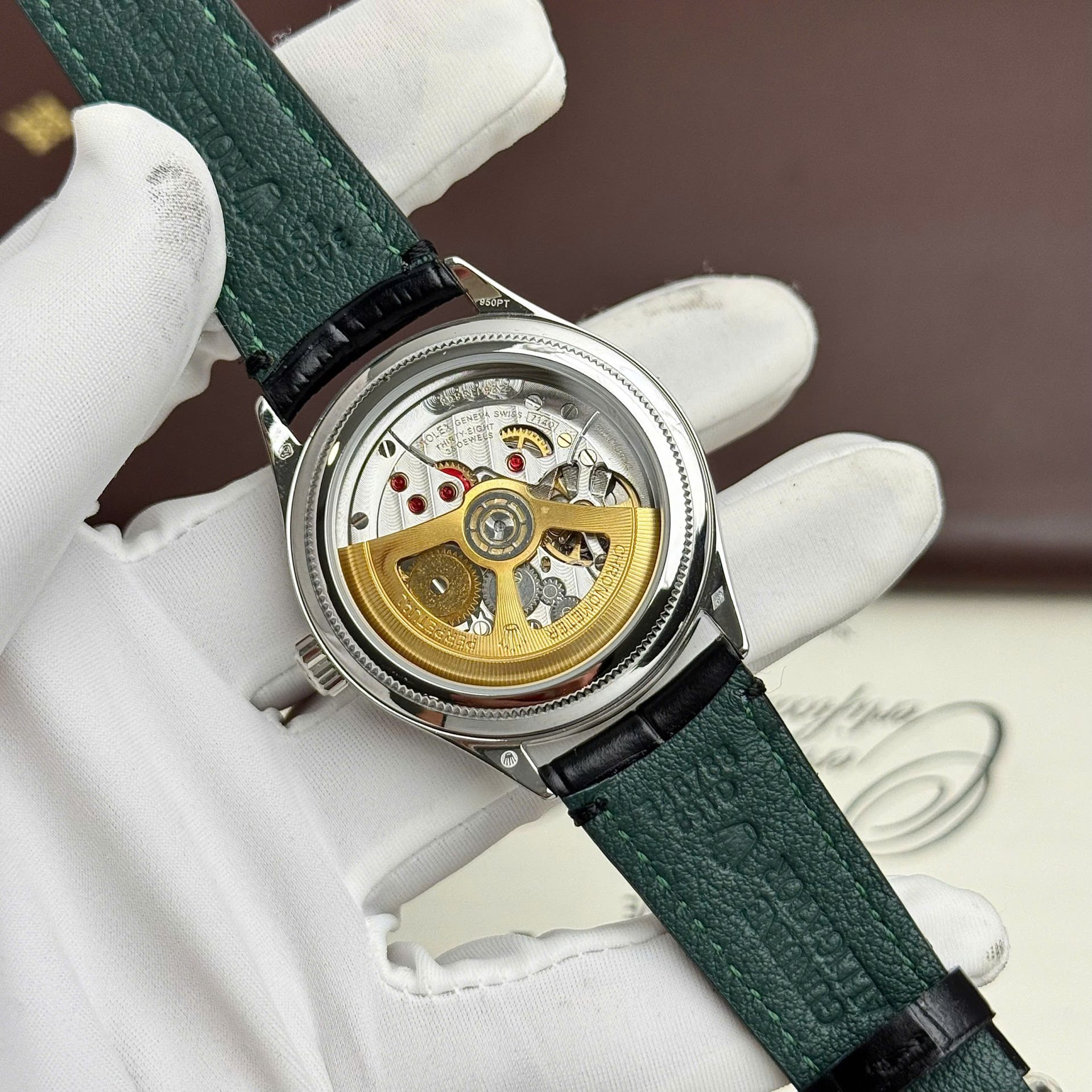 Rolex Perpetual 1908 Clone Watches Black Dial Leather Strap 39mm - Top club