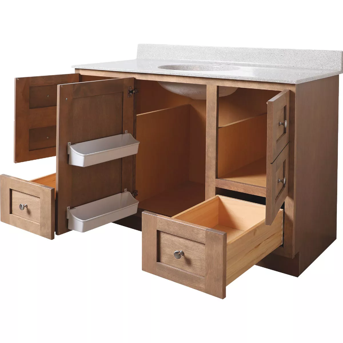 Bertch Storage Solutions 48 In. x 34-1/2 In. H x 21 In. D Driftwood Vanity Base without Top, 3 Door/2 Drawer
