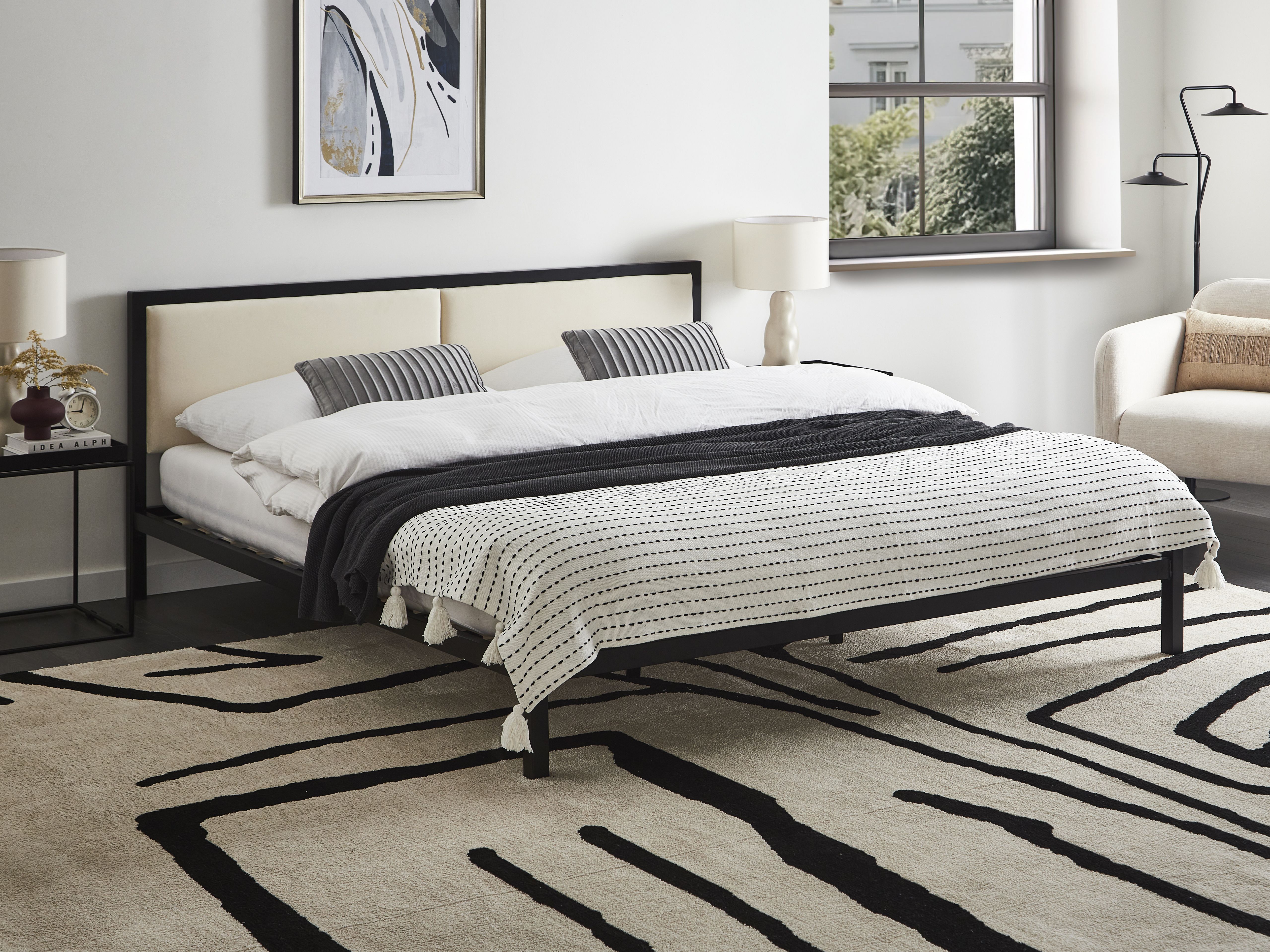Bed Metal CLAMART 180 x 200 cm (EU Super King) Light Beige