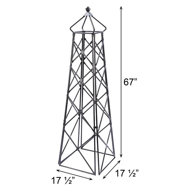 Achla Designs Lattice Obelisk Garden Trellis, 67 Inch Tall, Graphite Powder Coat Finish - Image 3