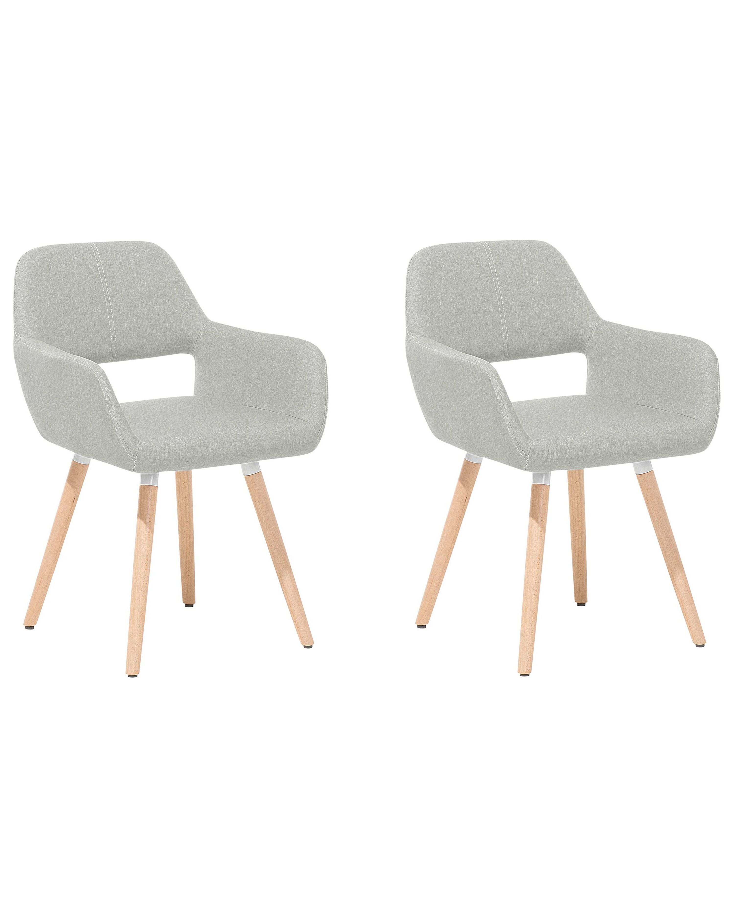 Set of 2 Dining Chairs CHICAGO Fabric Light Grey