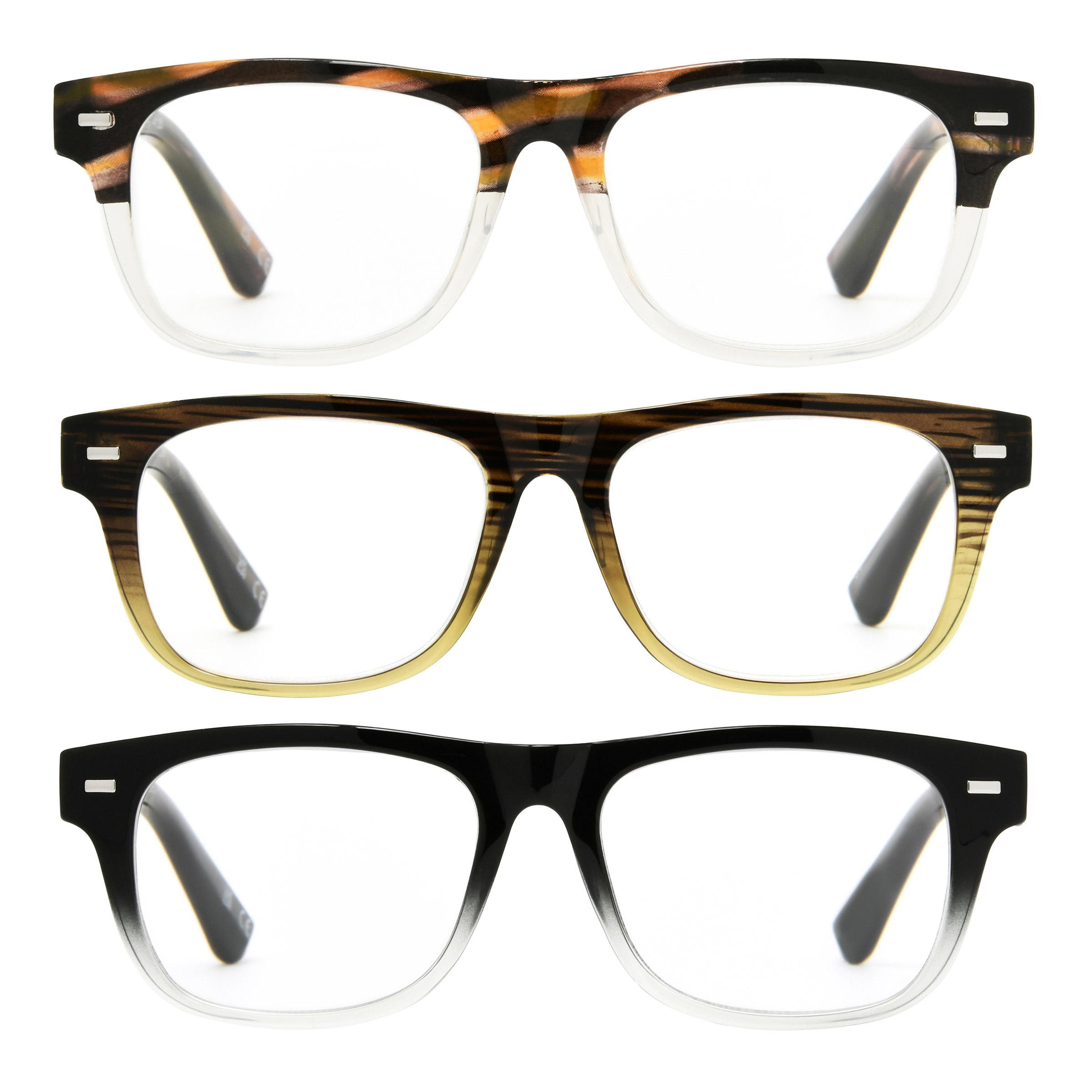 Design Optics by Foster Grant #818 Square Way Style Reading Glasses, 3-pack