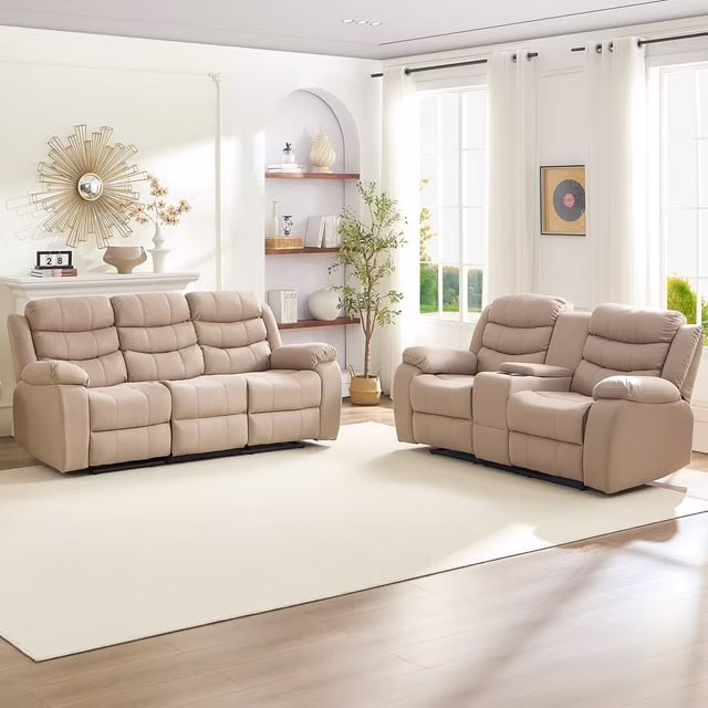 MUZZ Modern Reclining Sofa ,3-Seater Recliner Sofa with Cup Holders, Flip-Up Storage, Reversible Backrest and Footrest, Gray - Image 5
