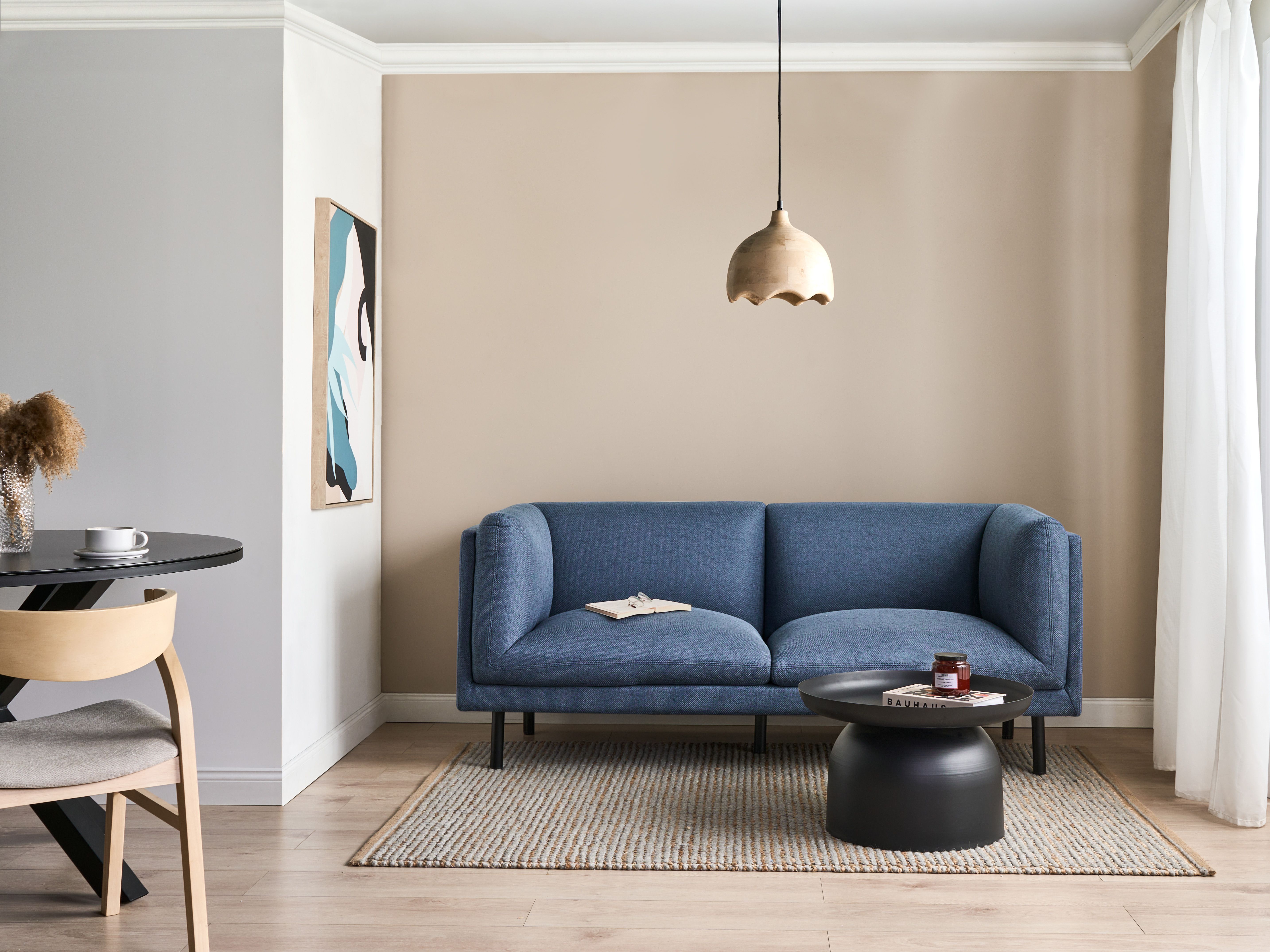 Sofa 2 Seater VORGOD Fabric Dark Blue